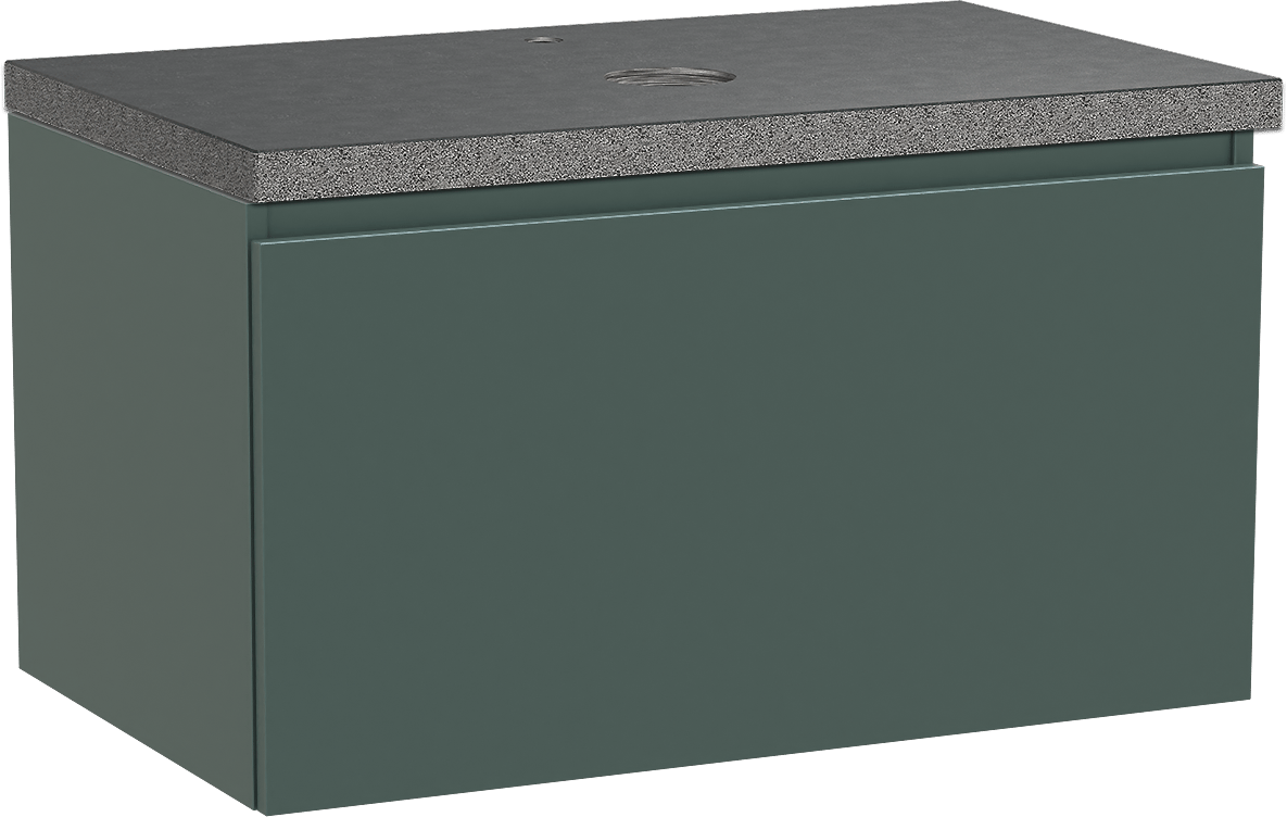 Balmani Sfera zwevend badmeubel 90 x 55 cm forest met Rock enkel wastafelblad in zwart graniet