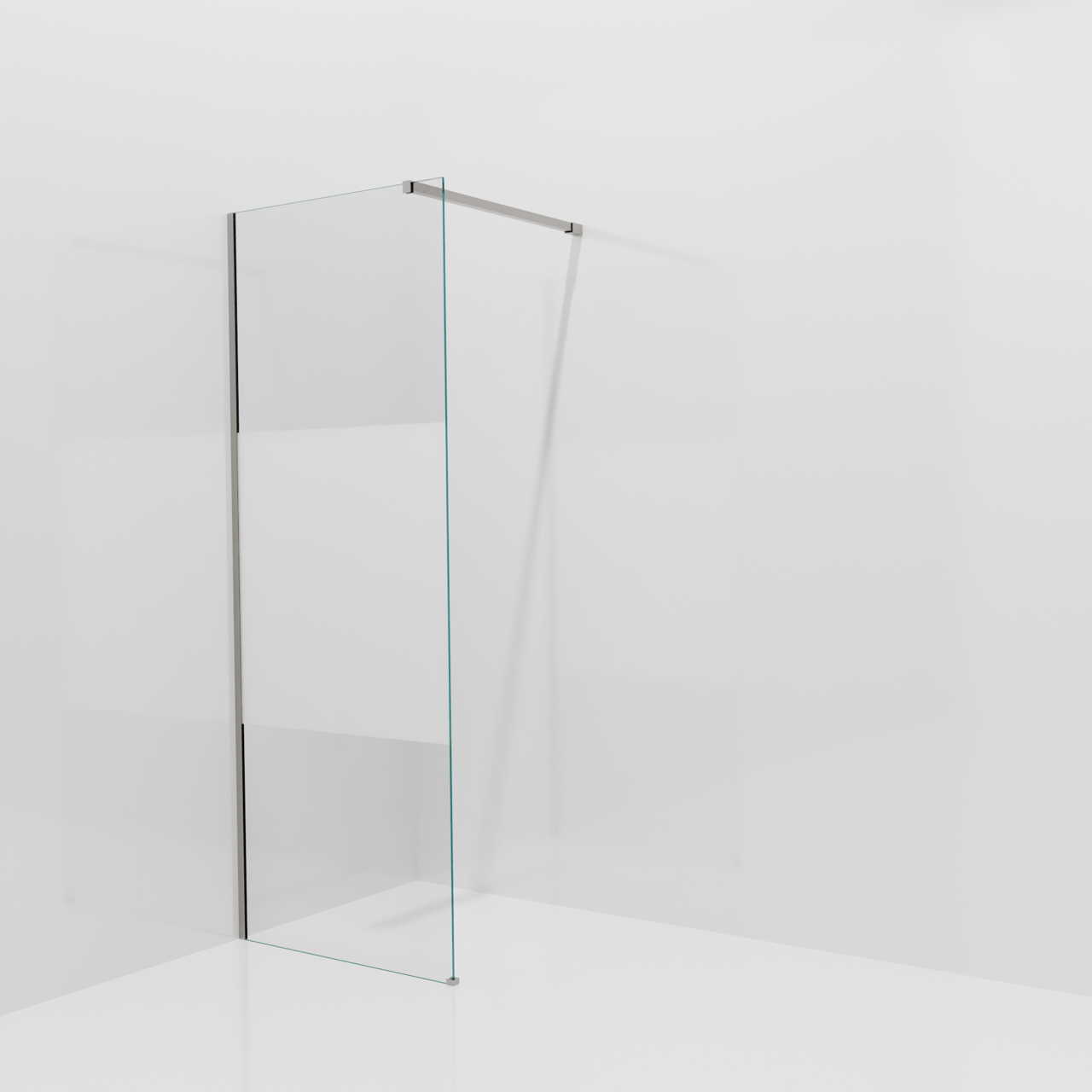 Balmani Modular Walk-In Dusche: 80 x 200 cm, Klarglas mit mattiertem Streifen, Profil Brushed Inox