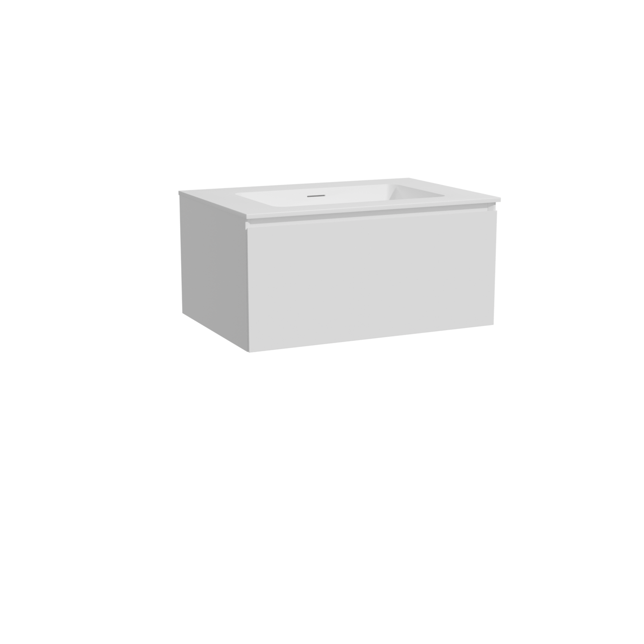 Storke Edge zwevend badkamermeubel 75 x 52 cm mat wit met Mata enkele wastafel in solid surface mat wit