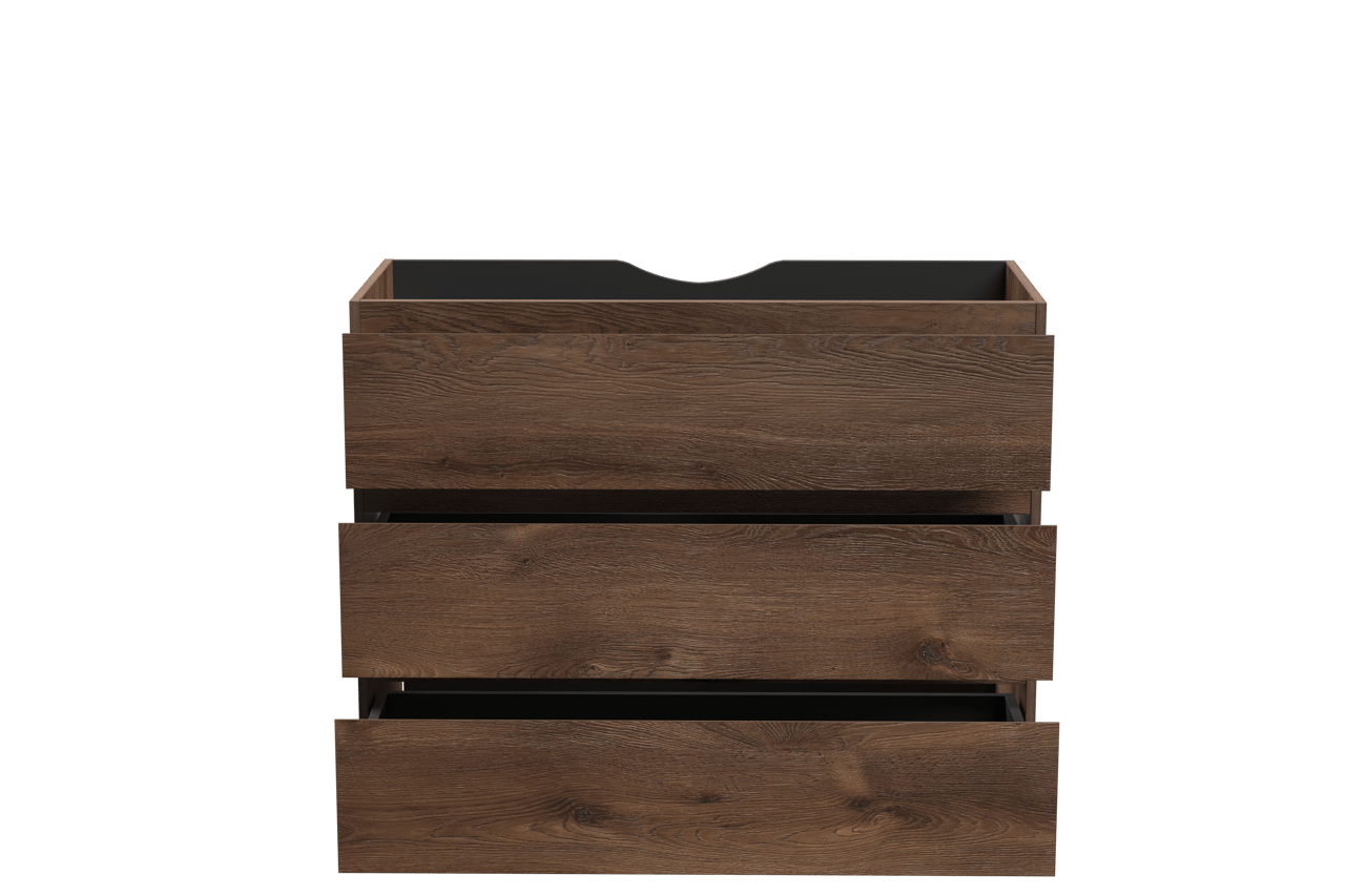 Linie Lado meuble sous-vasque a poser 100 x 46 cm chêne brun 3 tiroirs