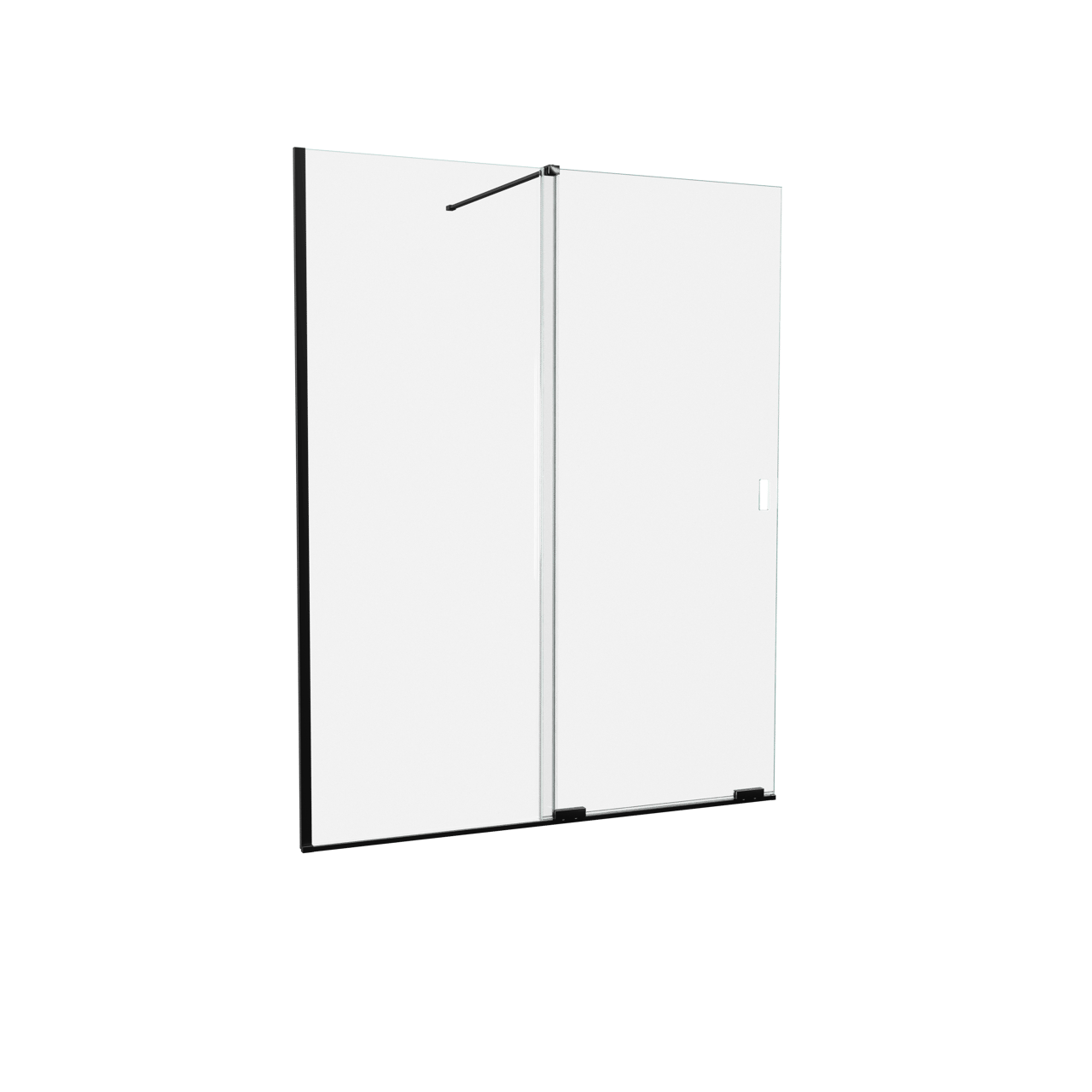Balmani Move Slide douche à l'italienne avec panneau coulissant 160 x 200 cm verre transparant, avec coating, profil noir mat