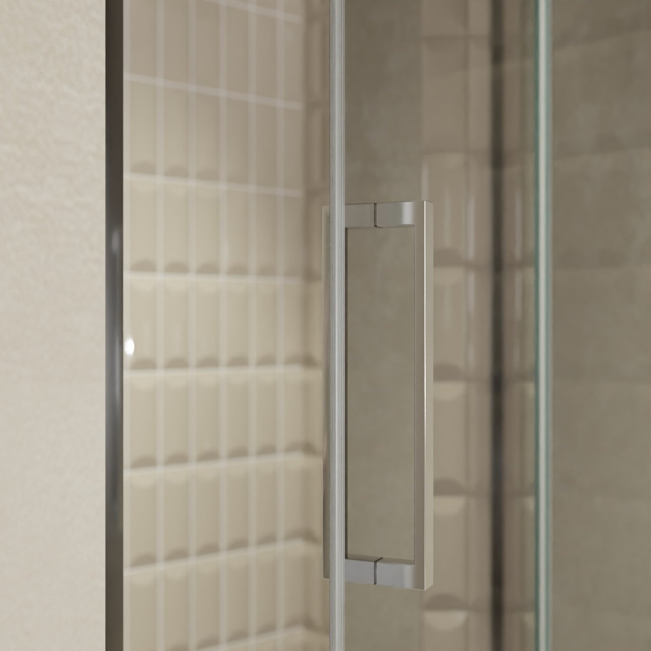 Balmani Senses Design douche draaideur rechts 120 cm x 210 cm Reflex spiegelglas, Chroom profielen, met coating