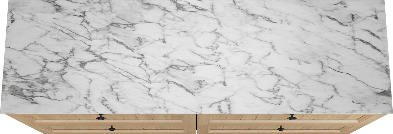 Balmani Lemon staand badkamermeubel 180 x 55 cm, fineer natuur eik met Stretto enkel of dubbel tablet in carrara