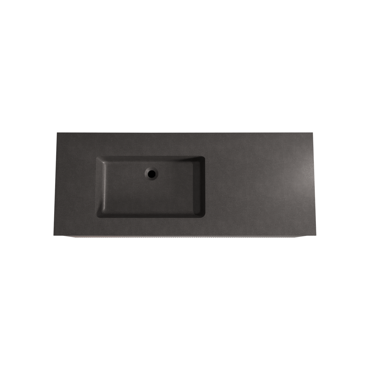 Storke Ribs zwevend badmeubel 130 x 52 cm notenhout met Scuro asymmetrisch linkse wastafel in kwarts mat zwart, Verticale symmetrische rechte ribbel