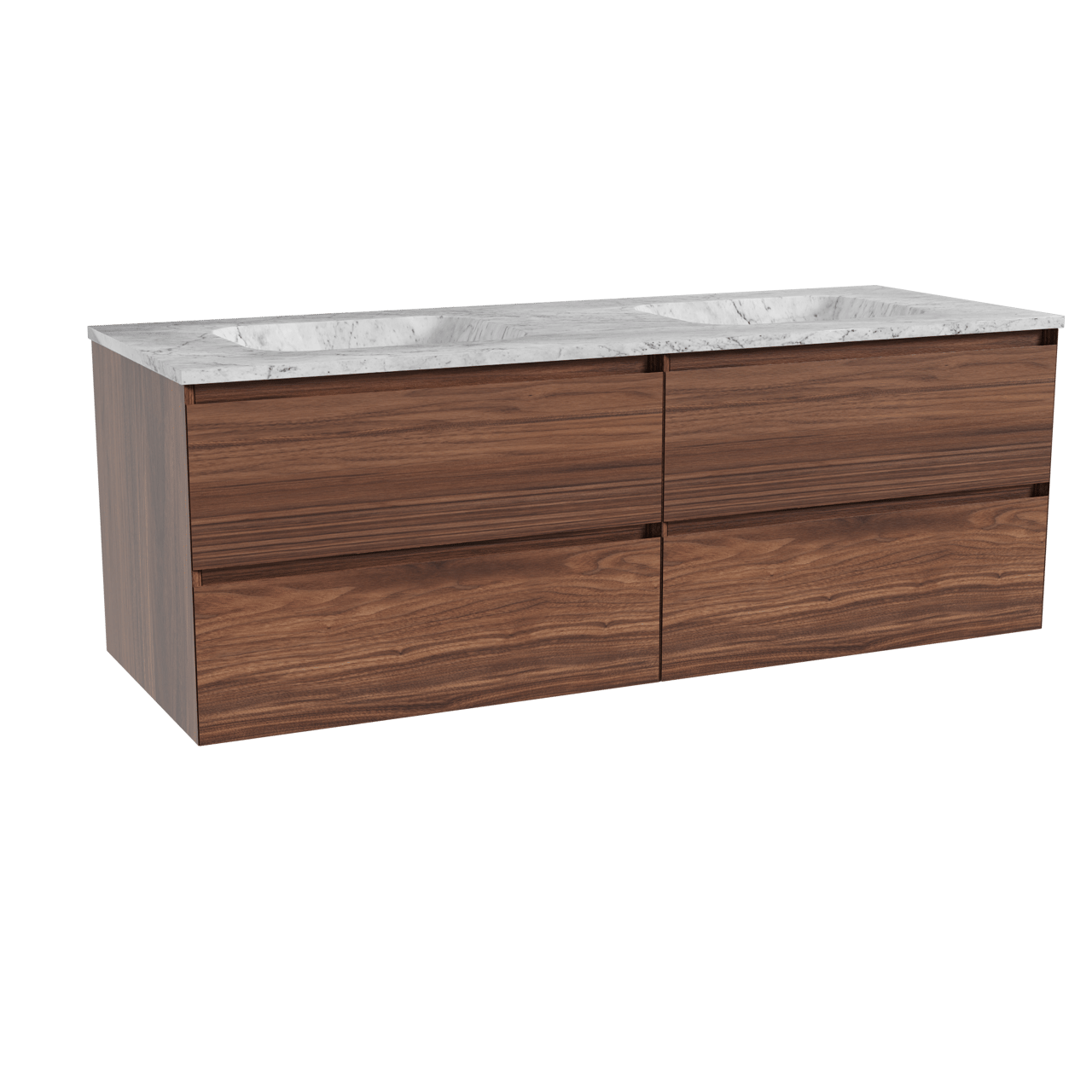 Balmani Mitra meuble salle de bains suspendu 150 x 55 cm noyer avec Tablo Arcato double vasque en marbre carrara