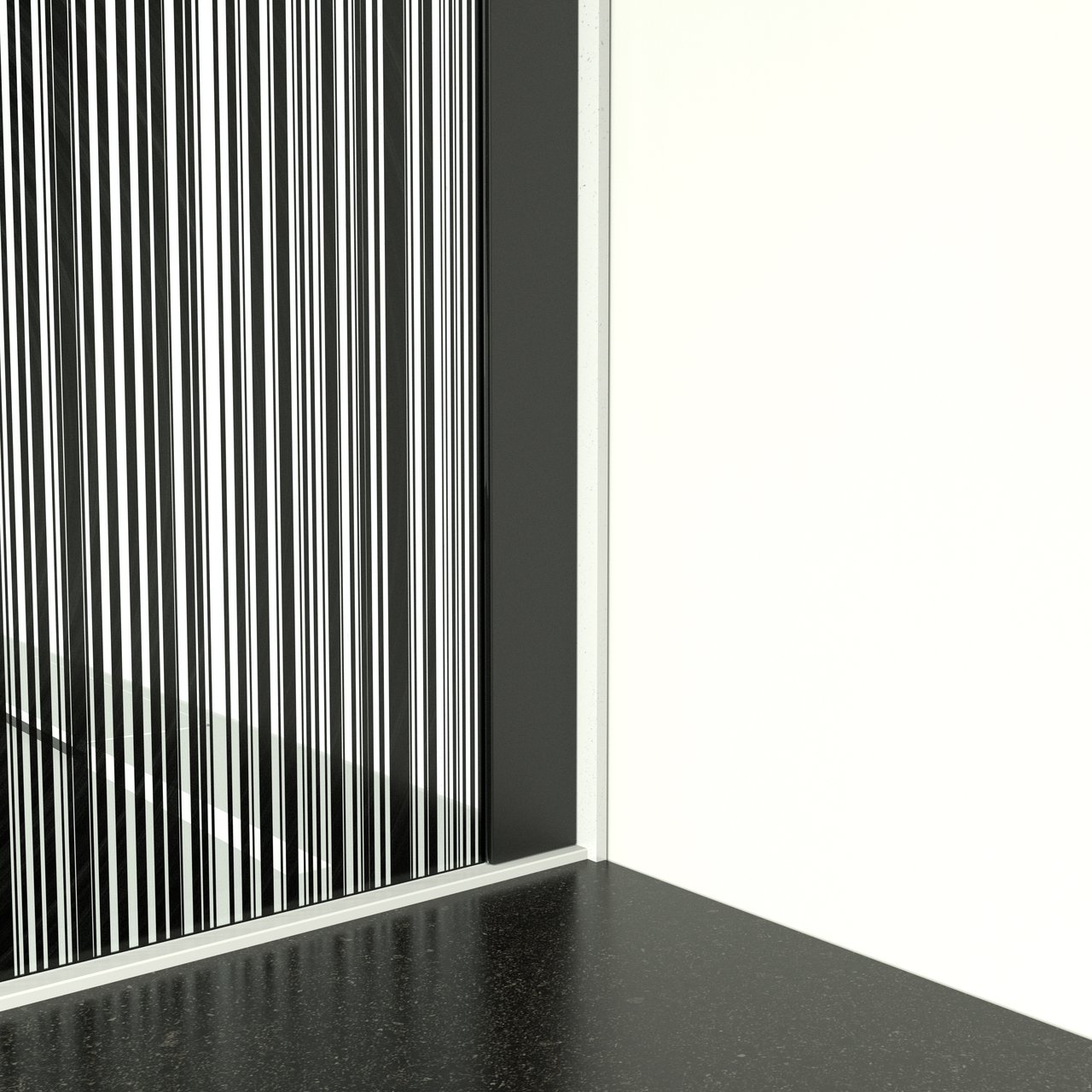 Balmani Modular Walk-In-Dusche 180 x 200 cm, Strichcode schwarz Glas , Profil schwarz matt