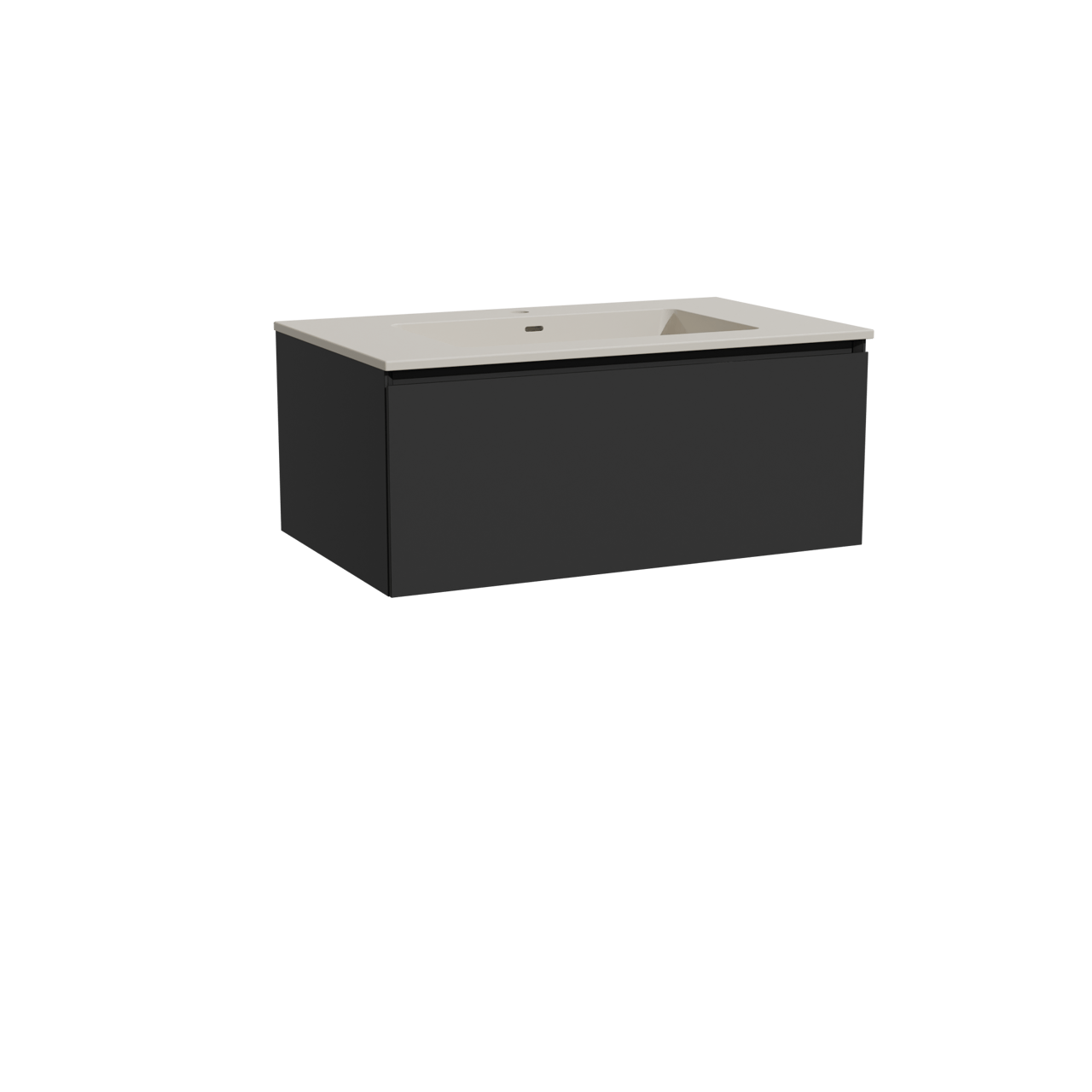 Storke Edge hängendes Möbelstück Set: 85 x 52 cm, Schwarz matt, mit Diva Einzelwaschtisch, Top Solid Seidengrau
