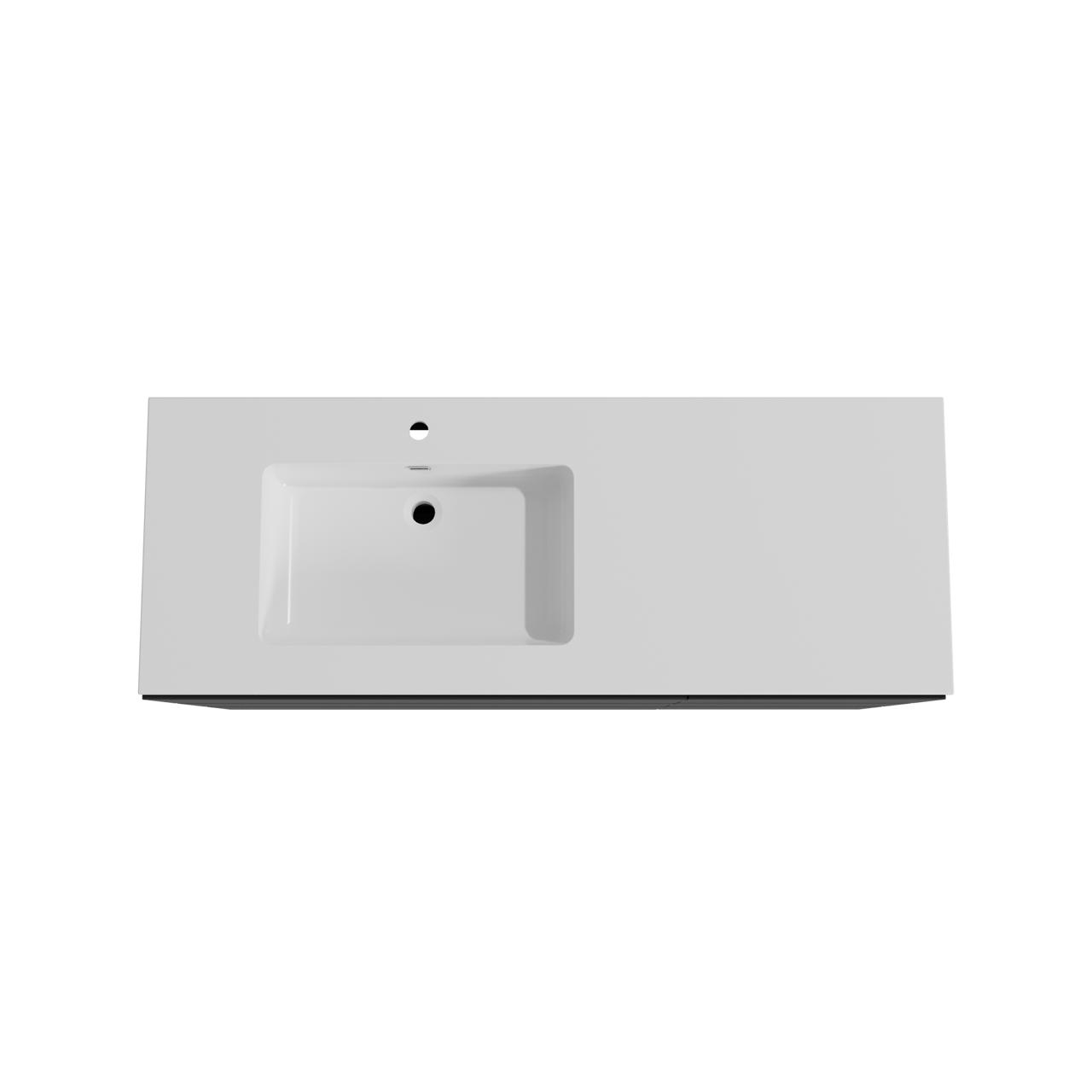 Storke Edge freistehendes Möbelstück Set: 140 x 52 cm, Schwarz matt, mit Diva Waschtisch links, Marmorkomposit Weiß glänzend