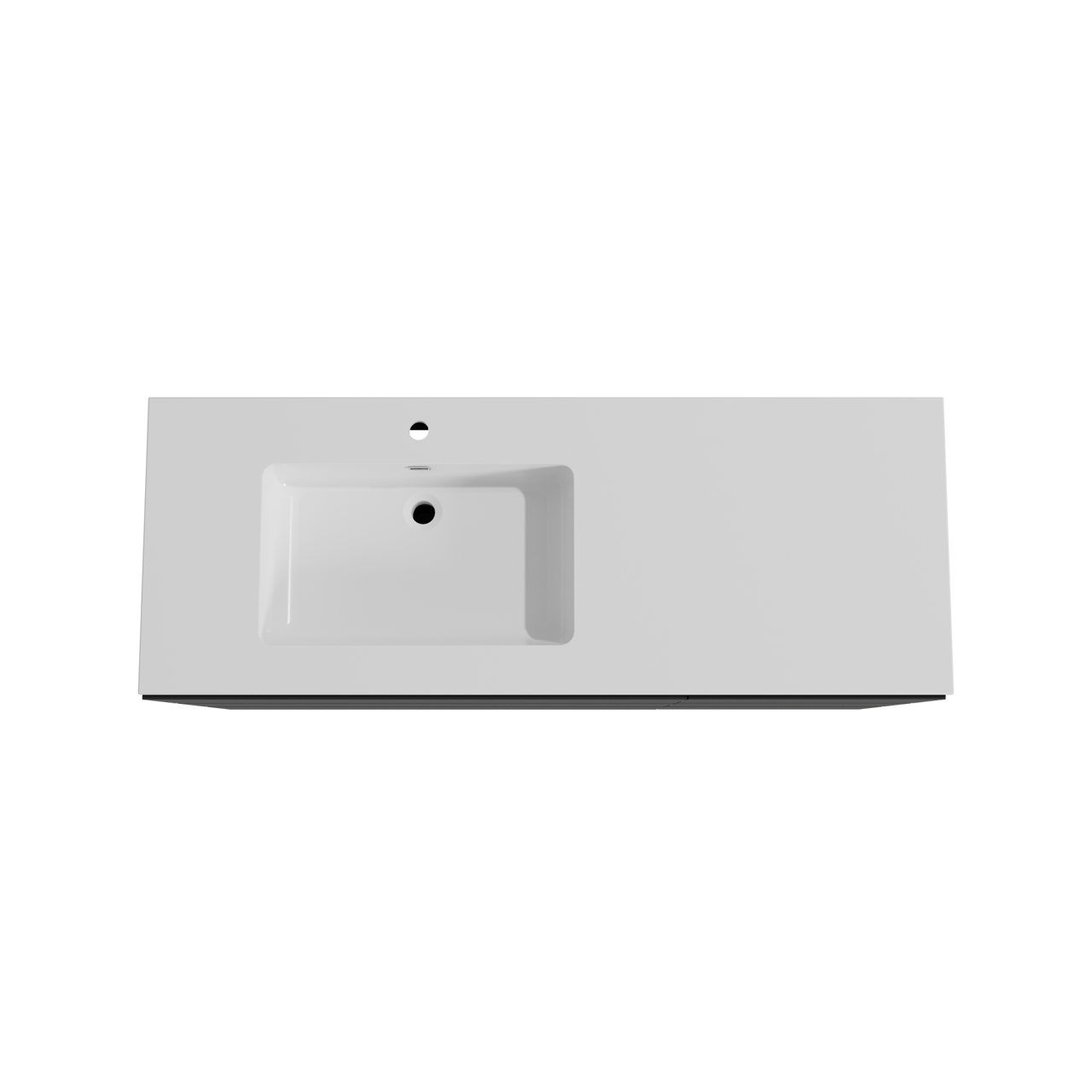 Storke Edge staand badmeubel 140 x 52 cm mat zwart met Diva asymmetrisch linkse wastafel in composietmarmer hoogglans wit