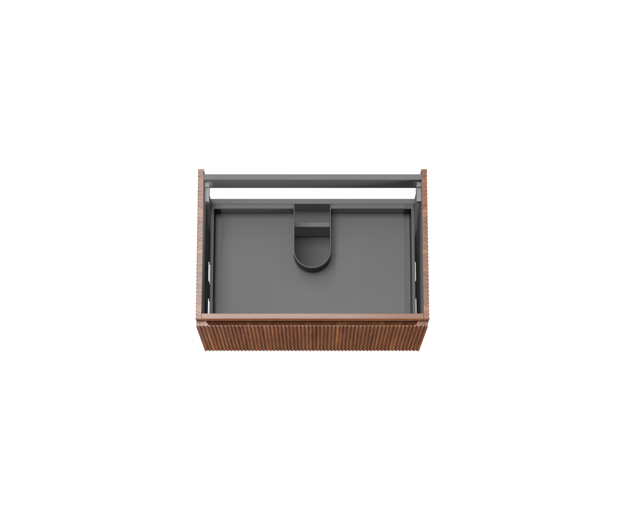 Storke Ribs meuble sous-lavabo suspendu 75 x 52 cm noyer 2 tiroirs