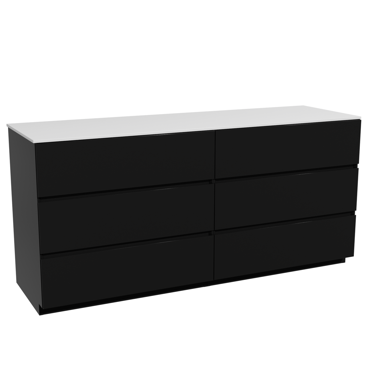 Storke Edge meuble salle de bains à poser 170 x 52 cm noir mat avec Tavola tablette simple ou double en solid surface blanc mat