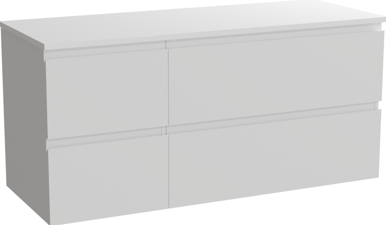 Linie Lado meuble salle de bains suspendu 120 x 46 cm blanc mat avec Lado tablette double en marbre composite blanc brillant