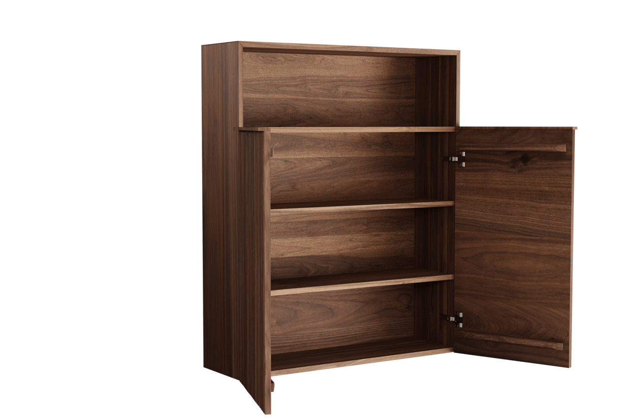 Balmani Forma Badhochschrank: Hängend, asymmetrische Rippen, Amerikanischer Nussbaum, 100 x 30 x 120 cm