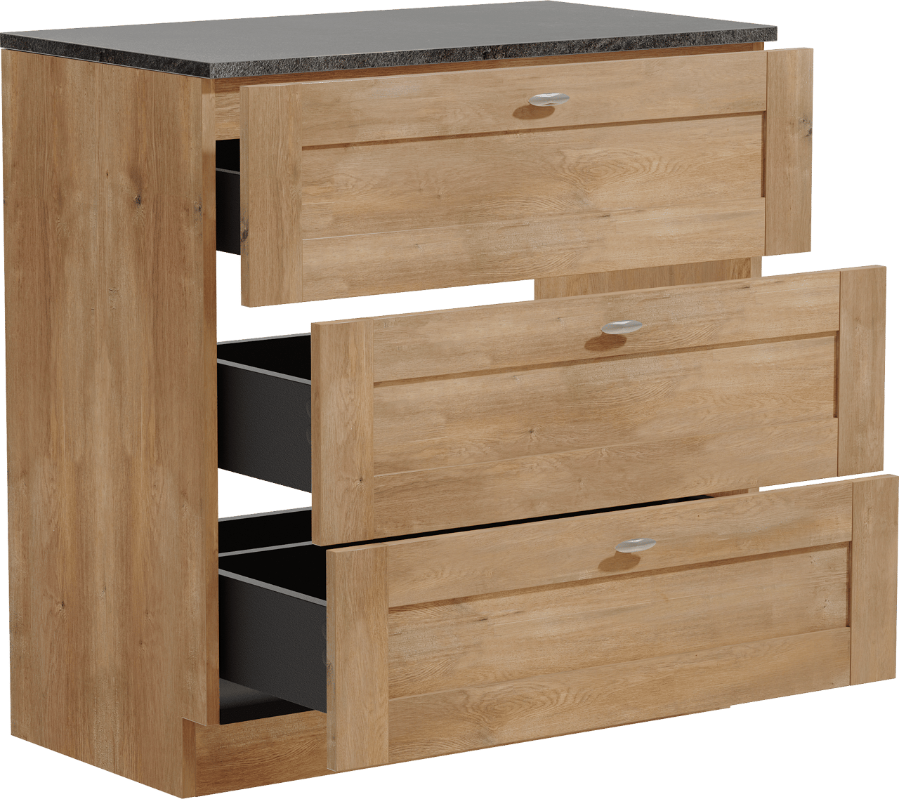 Linie Classo freistehendes Möbelstück Set: 80 x 46 cm, Naturbelassene Eiche, mit Lado Einzel Waschtischplatte, Melamin Schiefergrau