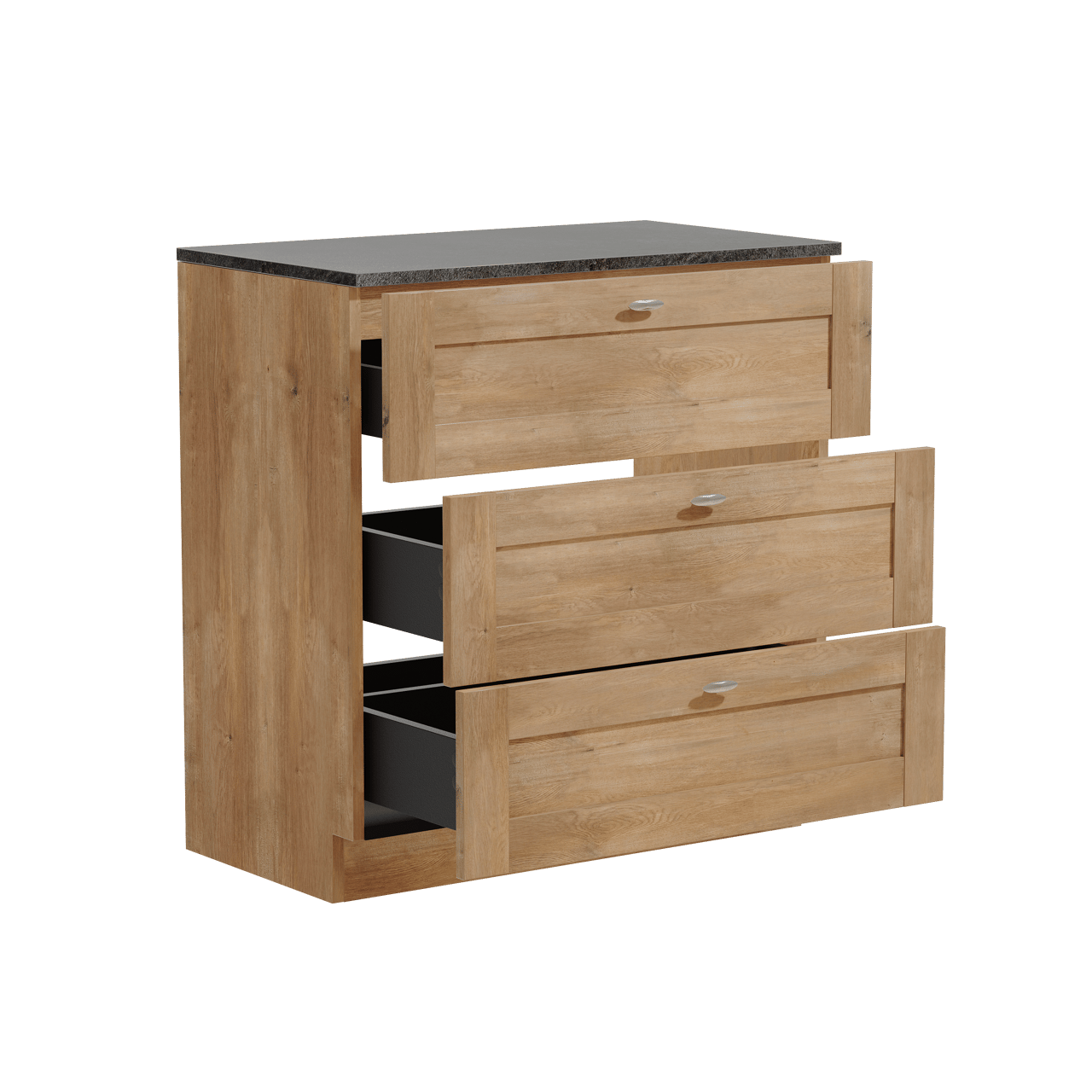 Linie Classo staand badkamermeubel 80 x 46 cm natuur eik met Lado enkel tablet in melamine leisteen grijs