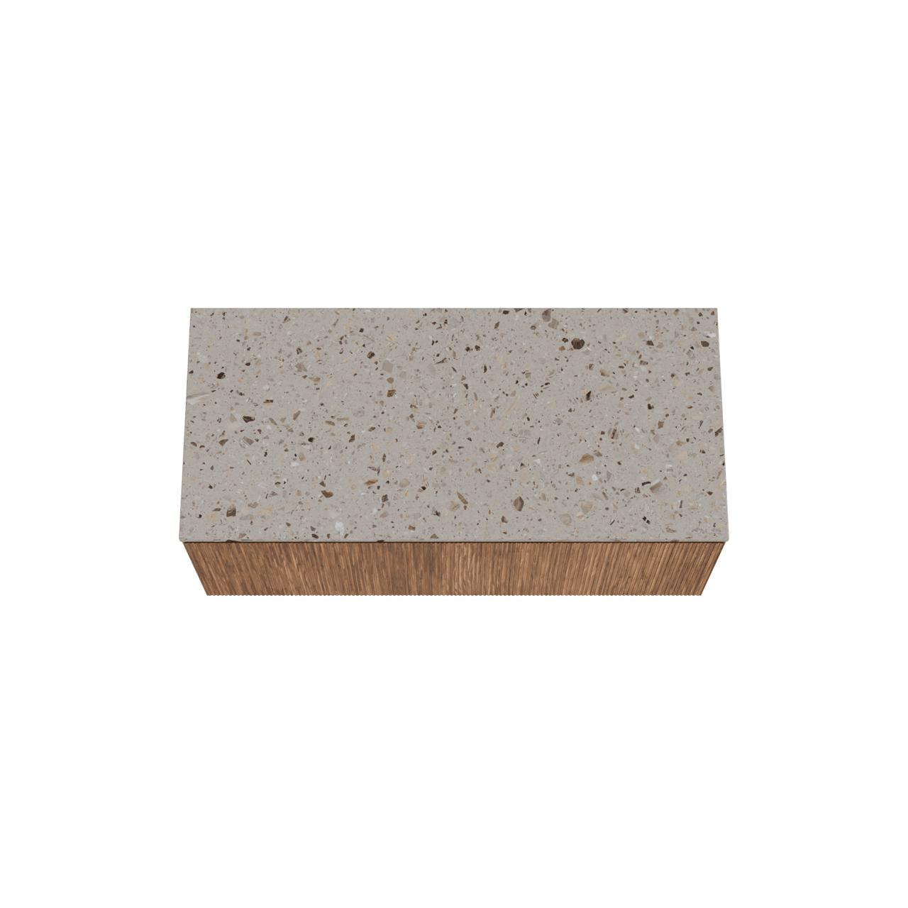 Balmani Fila zwevend badkamermeubel 120 x 55 cm notelaar met Stretto enkel of dubbel tablet in terrazzo greige terrazzo, Verticale symmetrische rechte ribbel