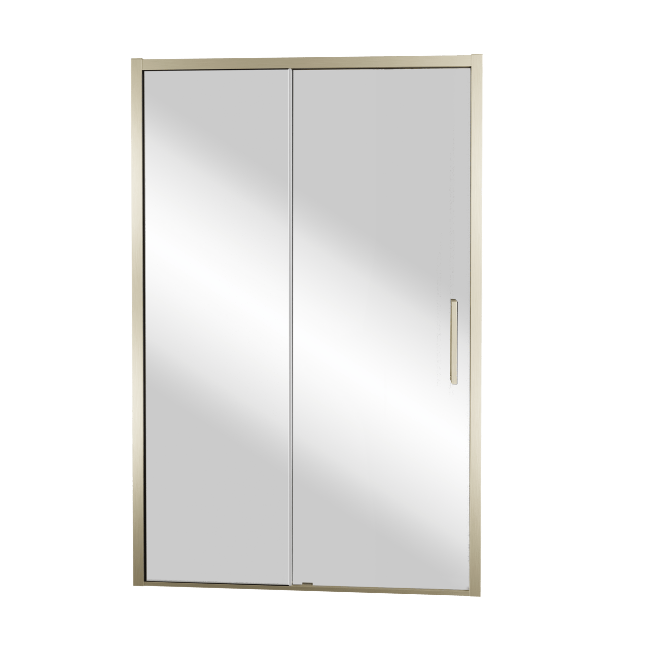 Balmani Senses Design porte coulissante à gauche 140 cm x 210 cm verre Miroir Reflex, Profil Brushed Champagne Gold, coating inclus