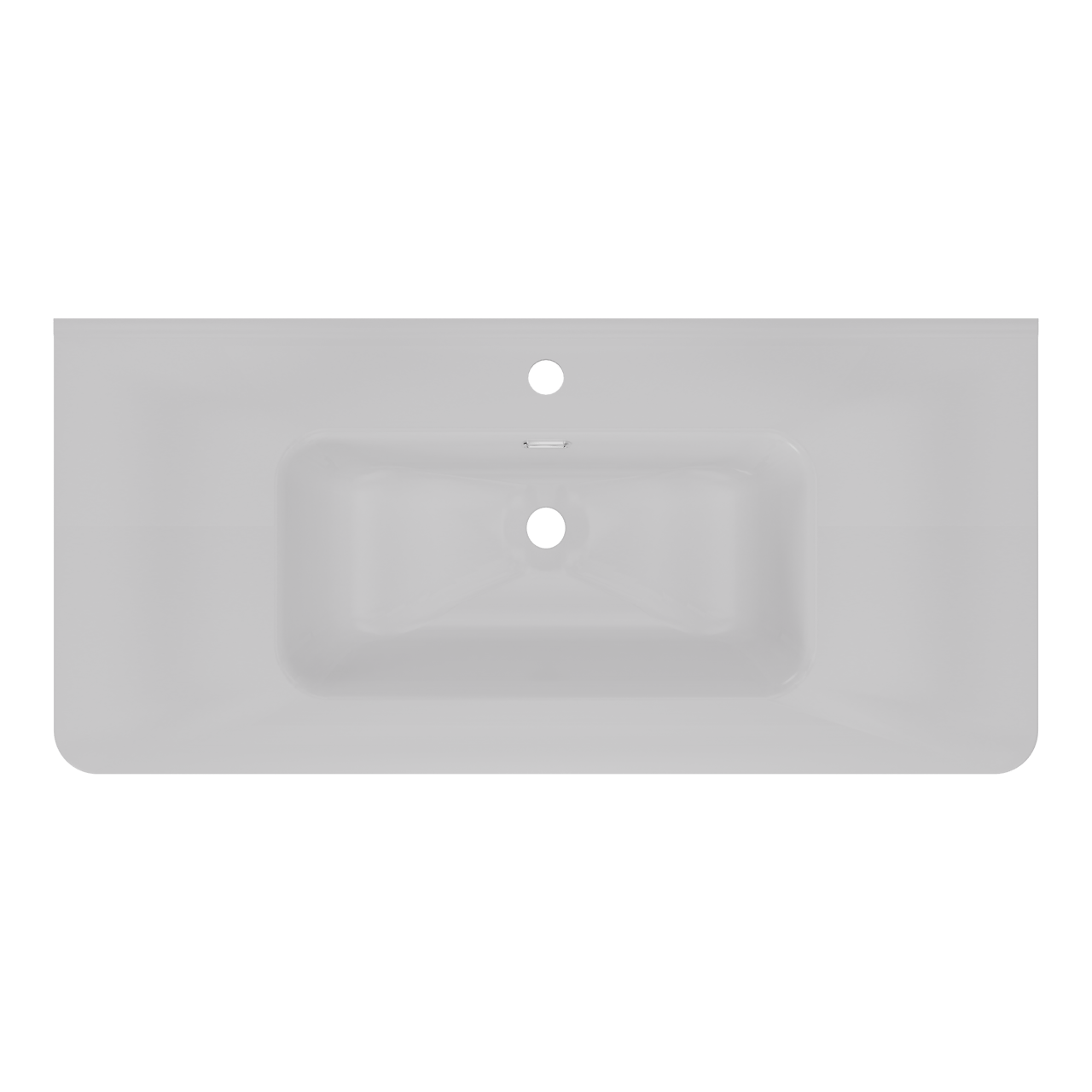 Linie Baro Curvo lavabo simple porcelaine Blanc Brillant 100 x 46 cm