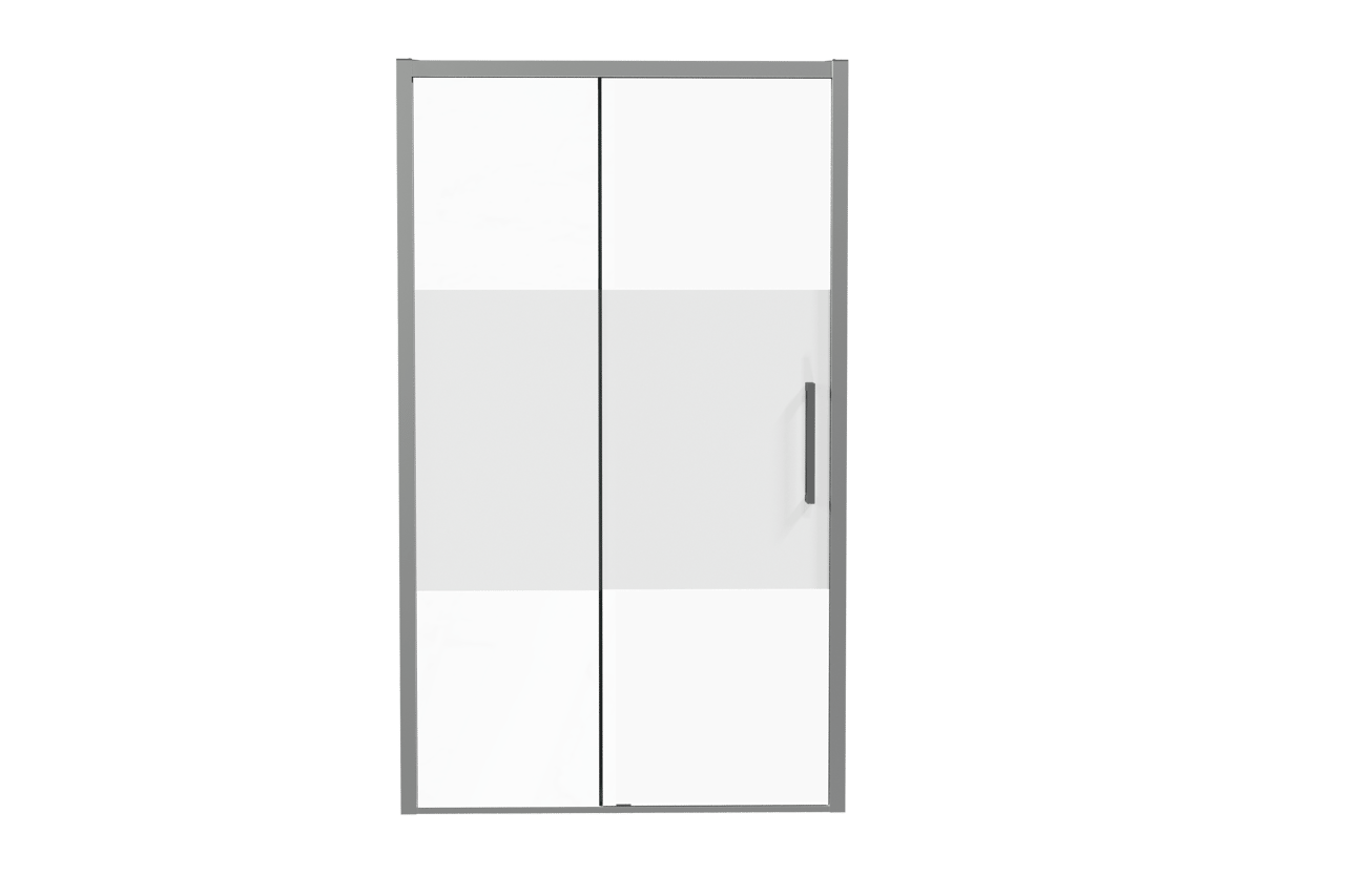 Luca Varess Senses linkse douche schuifdeur 120 x 200 cm helder glas met matte strook glanzend chroom profiel