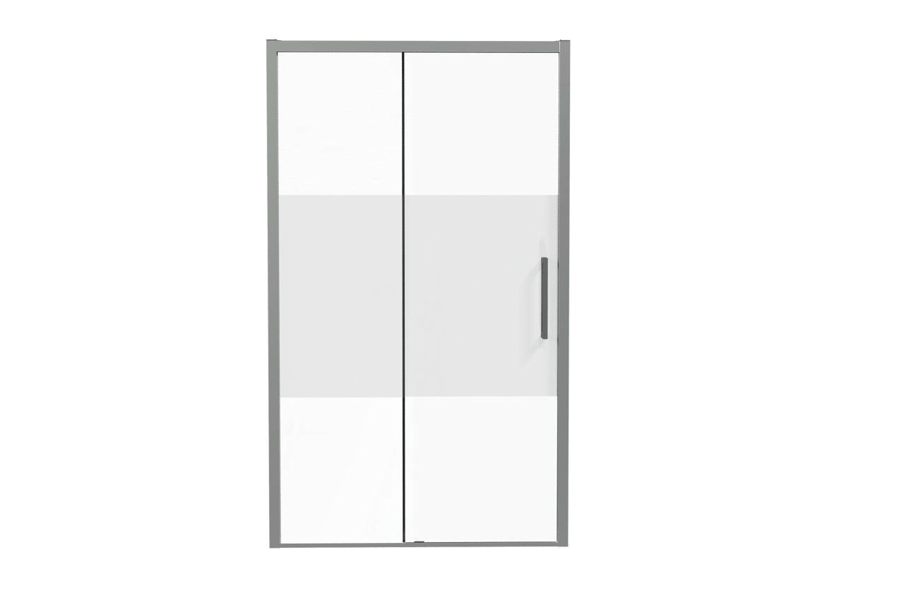 Luca Varess Senses linkse douche schuifdeur 120 x 200 cm helder glas met matte strook glans chroom profiel