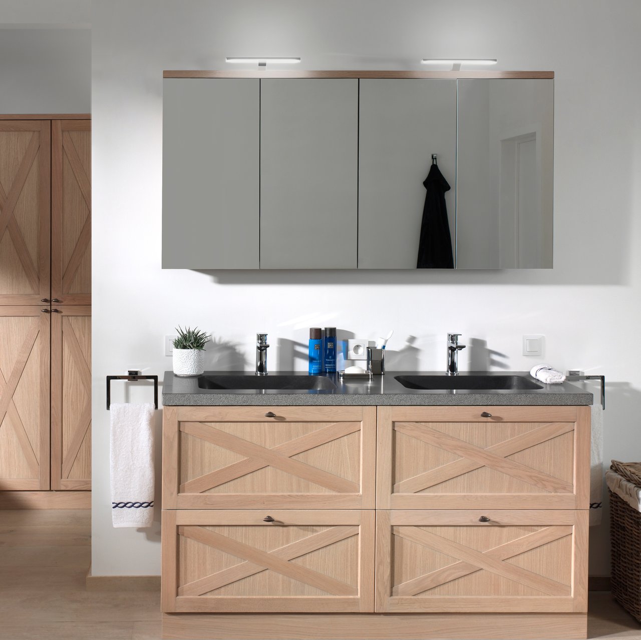 Balmani Legno armoire de toilette 75 x 72 cm chêne vieilli