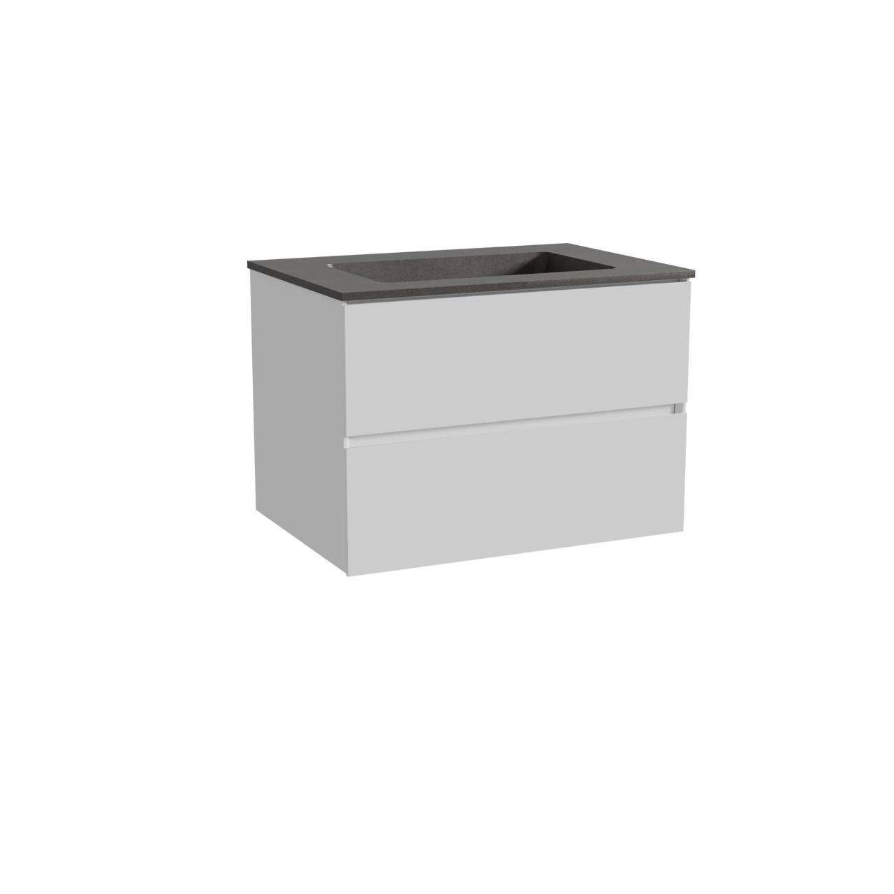 Storke Edge zwevend badmeubel 75 x 52 cm hoogglans wit met Scuro enkele wastafel in kwarts mat zwart