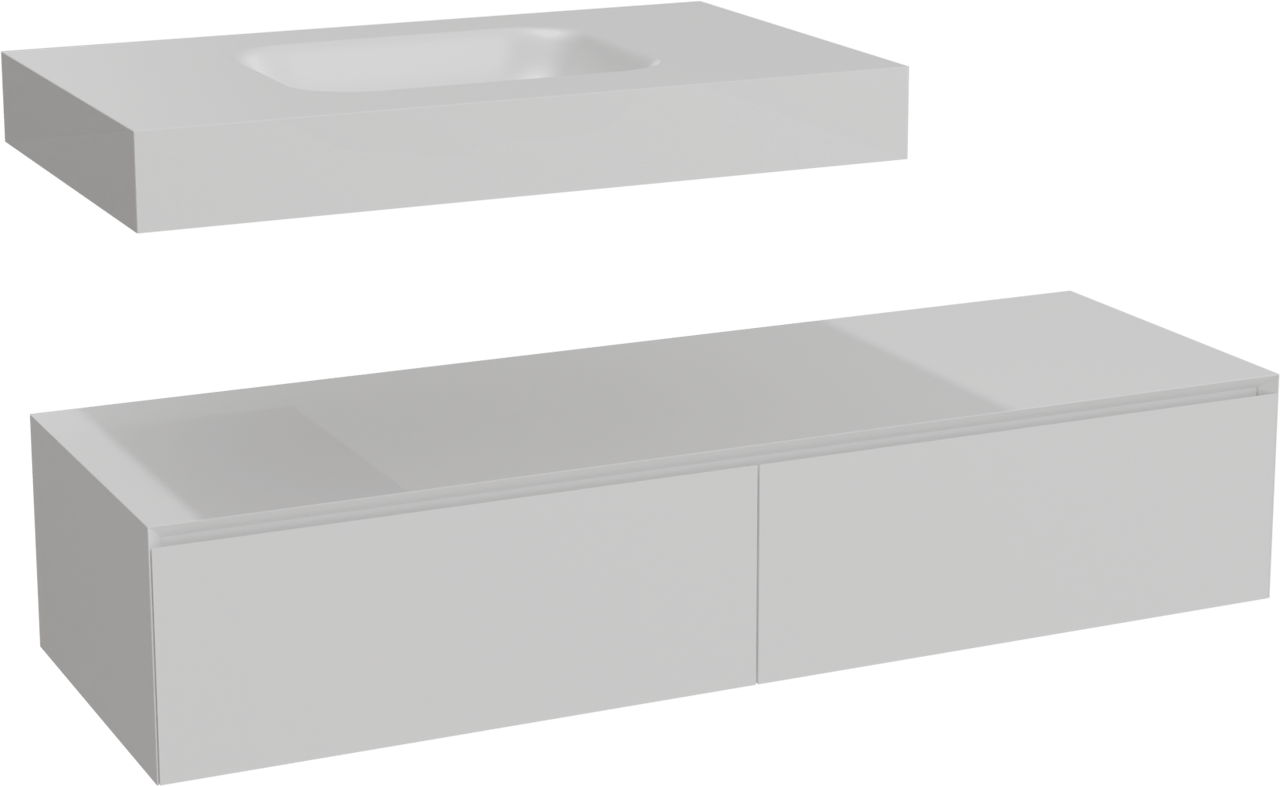 Balmani Mitra Elements meuble salle de bains suspendu 150 x 55 cm blanc mat avec Arcato plan simple 90 cm en solid surface blanc mat