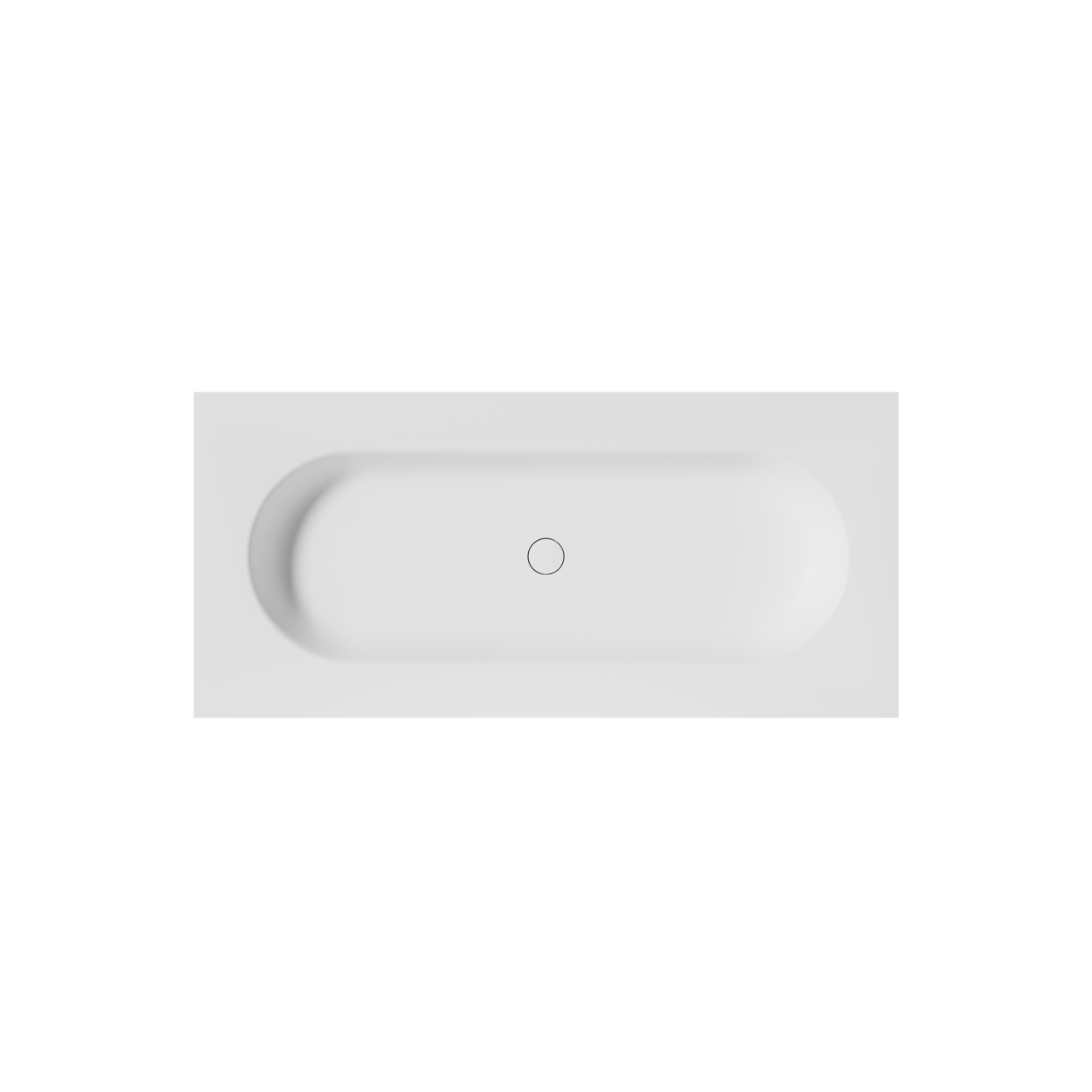 Balmani Tablo Oval Einzelwaschtisch für 2 Armaturenlöcher Matt Weiße Solid Surface 120 x 55 cm