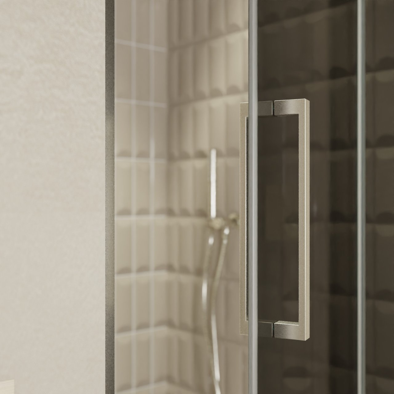 Balmani Senses Design Dusche Drehtür, Rechts, 100 cm x 210 cm, Rauchglas, Profil Brushed CoolMetal