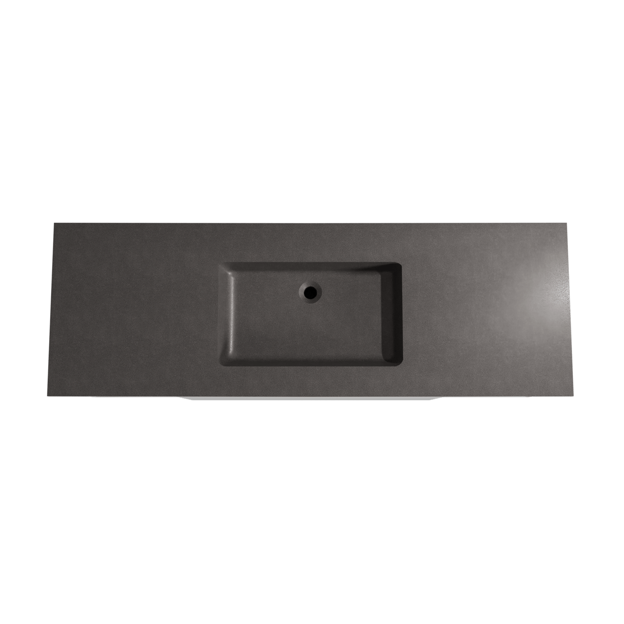 Storke Edge meuble salle de bains suspendu 155 x 52 cm blanc brillant avec Scuro plan simple en quartz noir mat