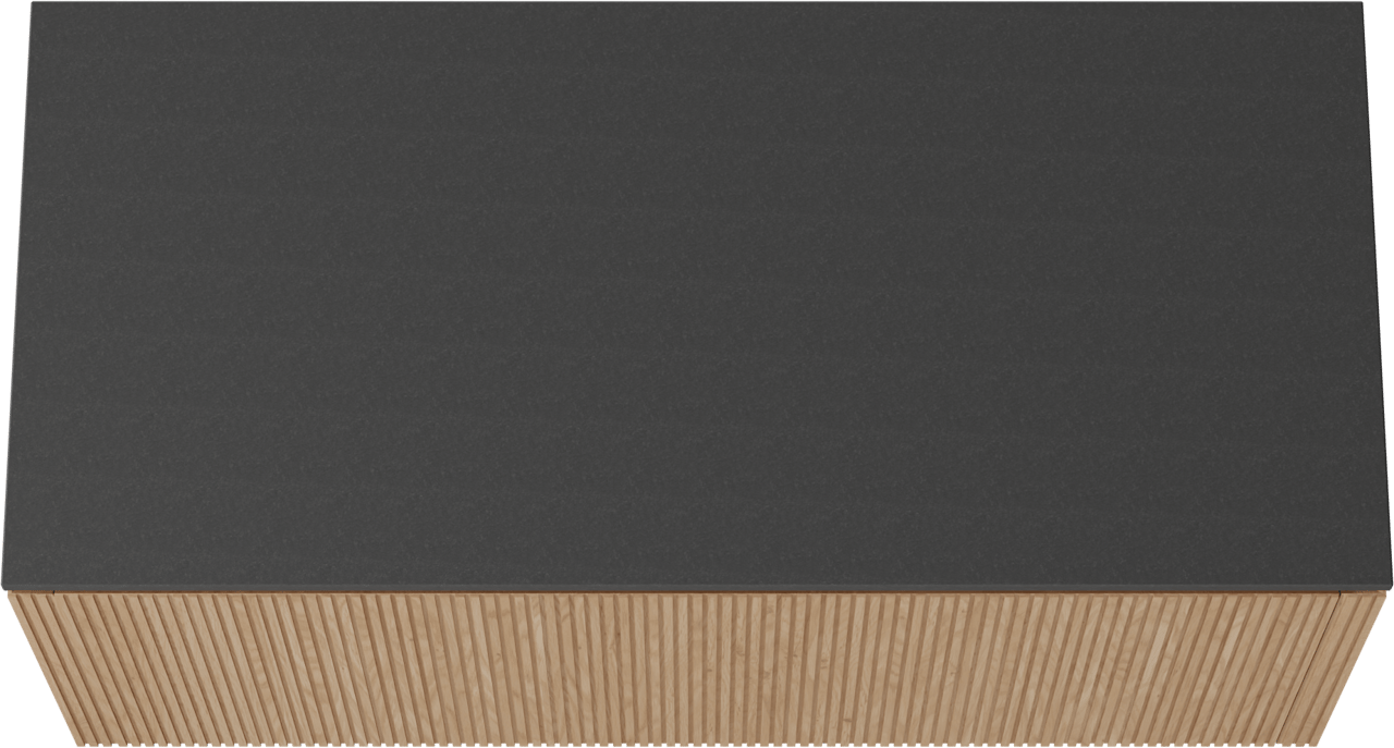 Balmani Eclips meuble salle de bains suspendu 120 x 55 cm Chêne naturelle avec Stretto tablette simple en Granit noir, Nervure droite symétrique verticale