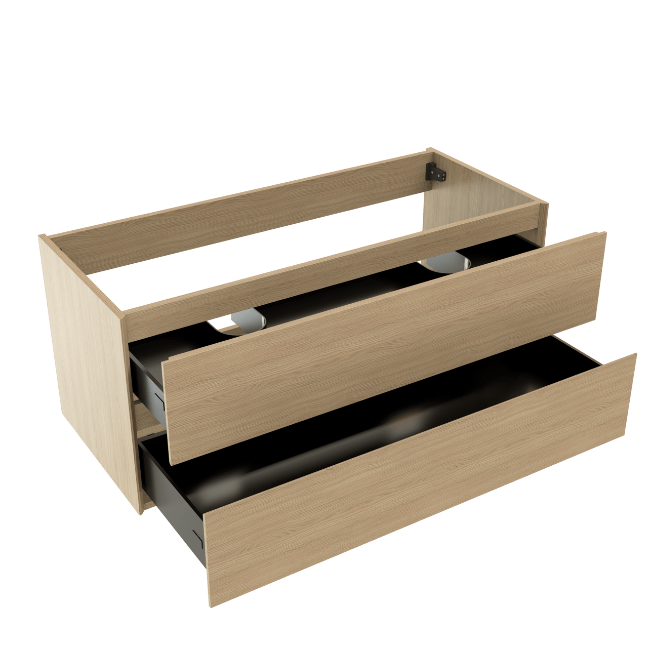 Storke Edge meuble sous-lavabo suspendu 120 x 52 cm chêne naturel 2 tiroirs 2 découpés de siphon