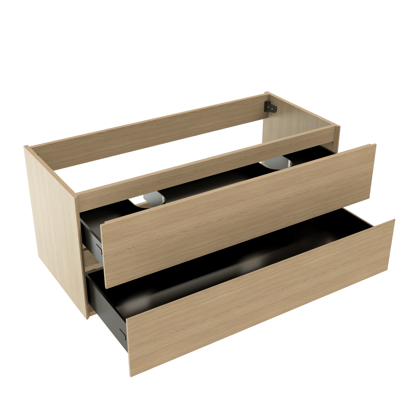 Storke Edge zwevende wastafelonderkast 120 x 52 cm natuur eik 2 lades 2 sifonuitsparingen