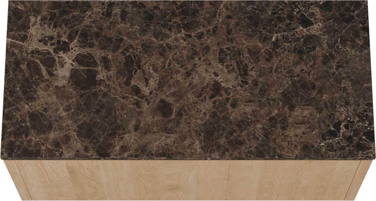 Balmani Eclips zwevend badkamermeubel 120 x 55 cm Natuur eik met Stretto enkel of dubbel tablet in Dark Emperador marmer