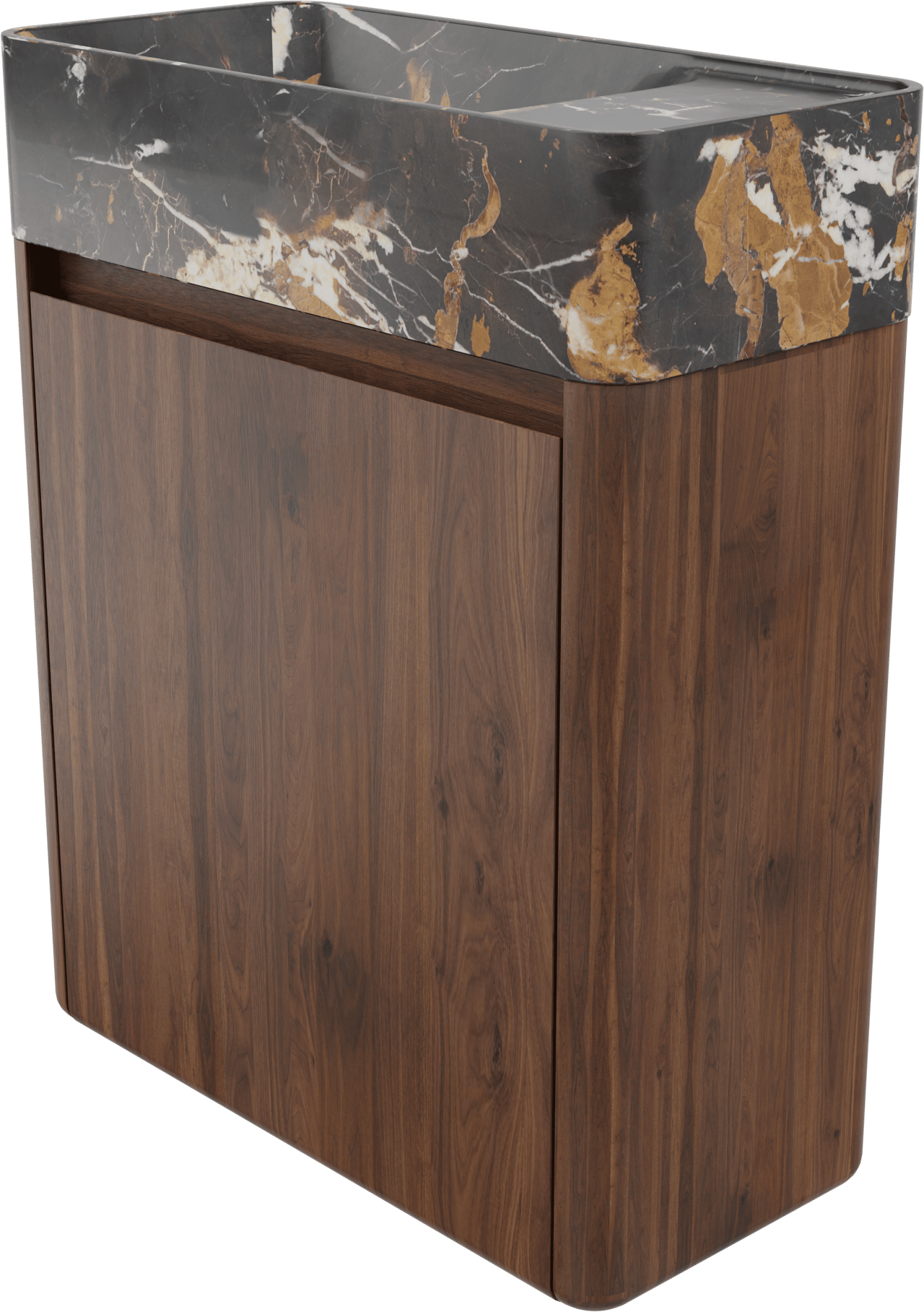 Balmani Fara meuble wc suspendu 45 x 22 cm noyer américain avec Fara lavabo en marbre Portoro Gold