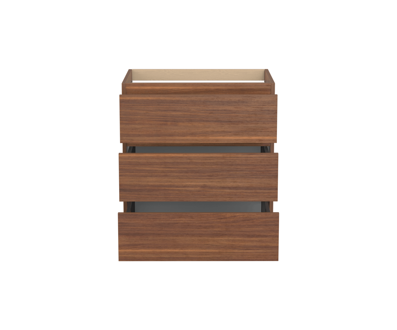 Balmani Lucida stehend Bad-Unterschrank 75 x 55 cm, Amerikanischer Nussbaum, 3 Schubladen