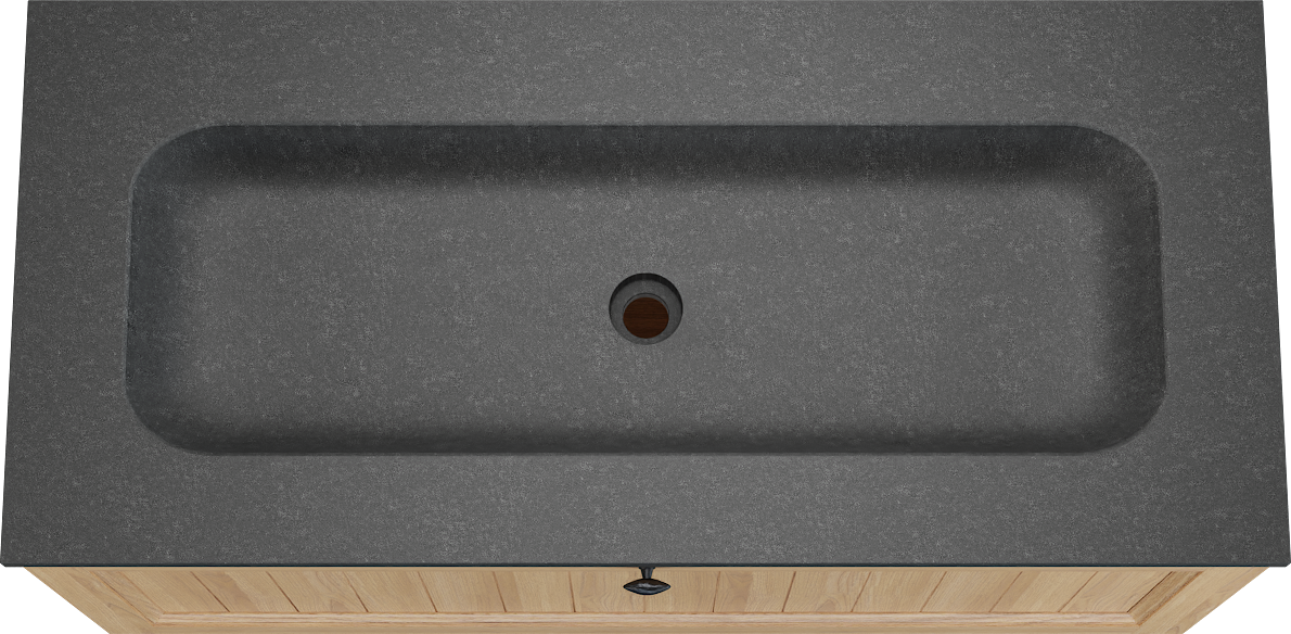 Balmani Lemon meuble salle de bains suspendu 120 x 55 cm, placage chêne naturel avec Tablo Arcato lavabo simple pour 2 trous de robinet en granit noir