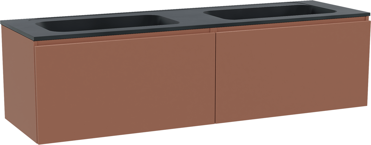 Balmani Sfera meuble salle de bains suspendu 180 x 55 cm cotto avec Tablo Strada double vasque en marbre composite noir mat