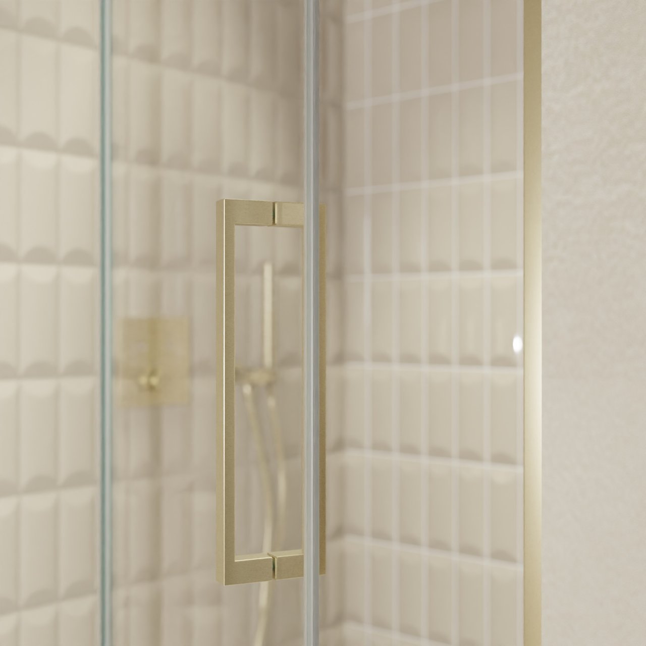 Balmani Senses Design douche draaideur links 120 cm x 210 cm Helder glas, Brushed Champagne Gold profielen