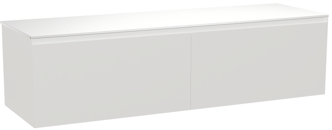 Balmani Idra by Mitra zwevend badmeubel 180 x 55 cm mat wit met Stretto enkel of dubbel wastafelblad in solid surface mat wit