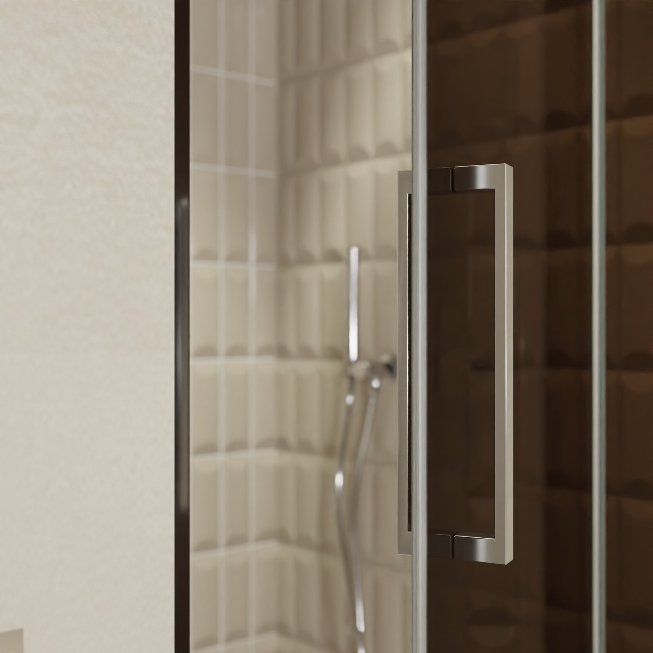 Balmani Senses Design douche draaideur rechts 100 cm x 210 cm Brons glas, Chroom profielen