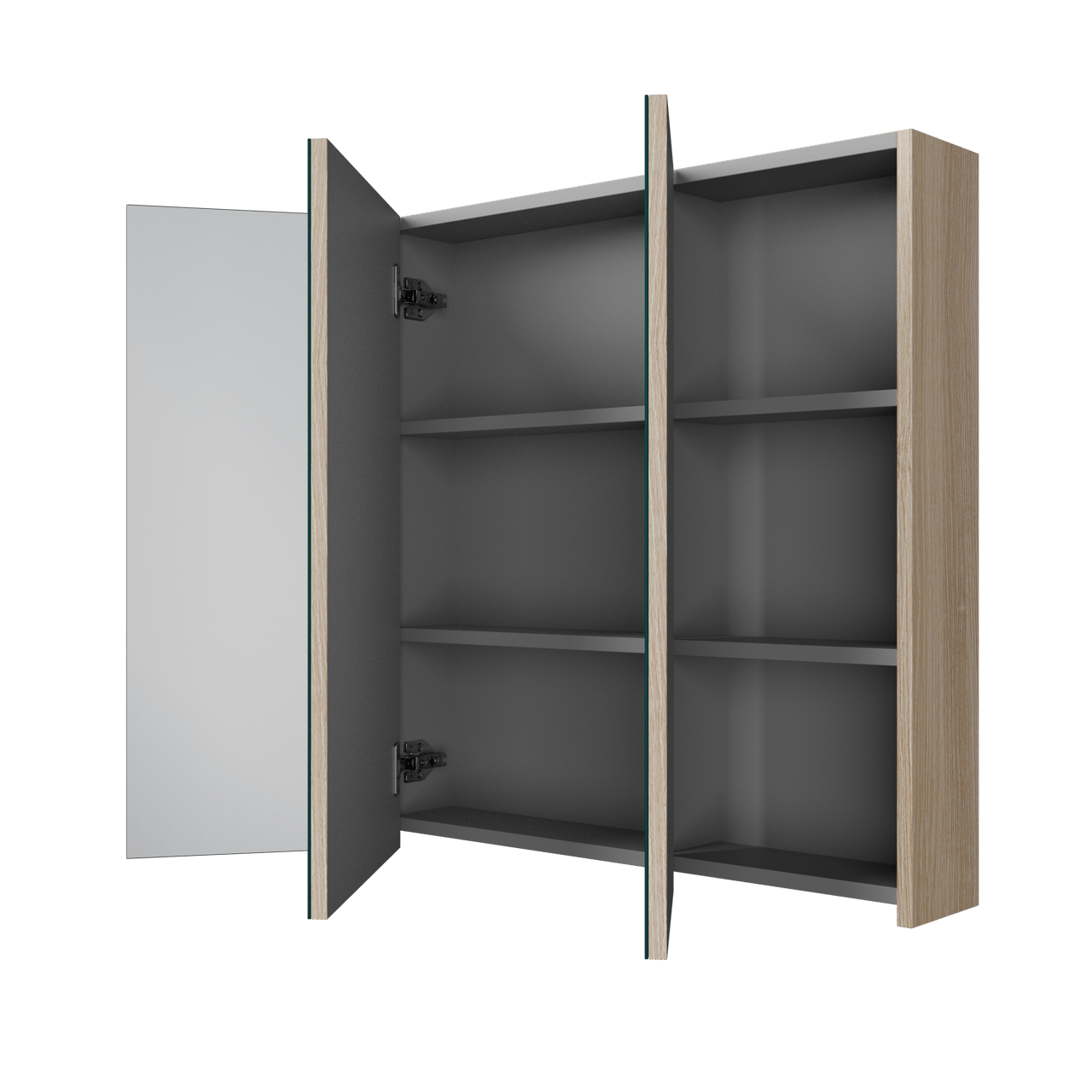 Linie Montro Spiegelschrank Bad: 100 x 75 cm, Eiche hell