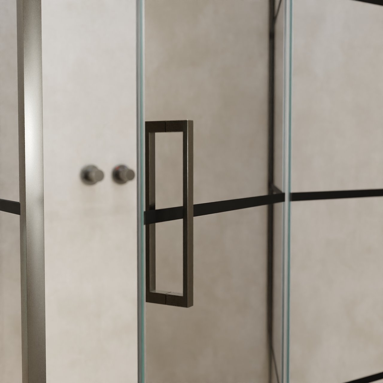 Balmani Senses Design douchehoek met rechtse draaideur en vaste zijwand, 120 x 80 cm, Lined, Brushed GunMetal profielen