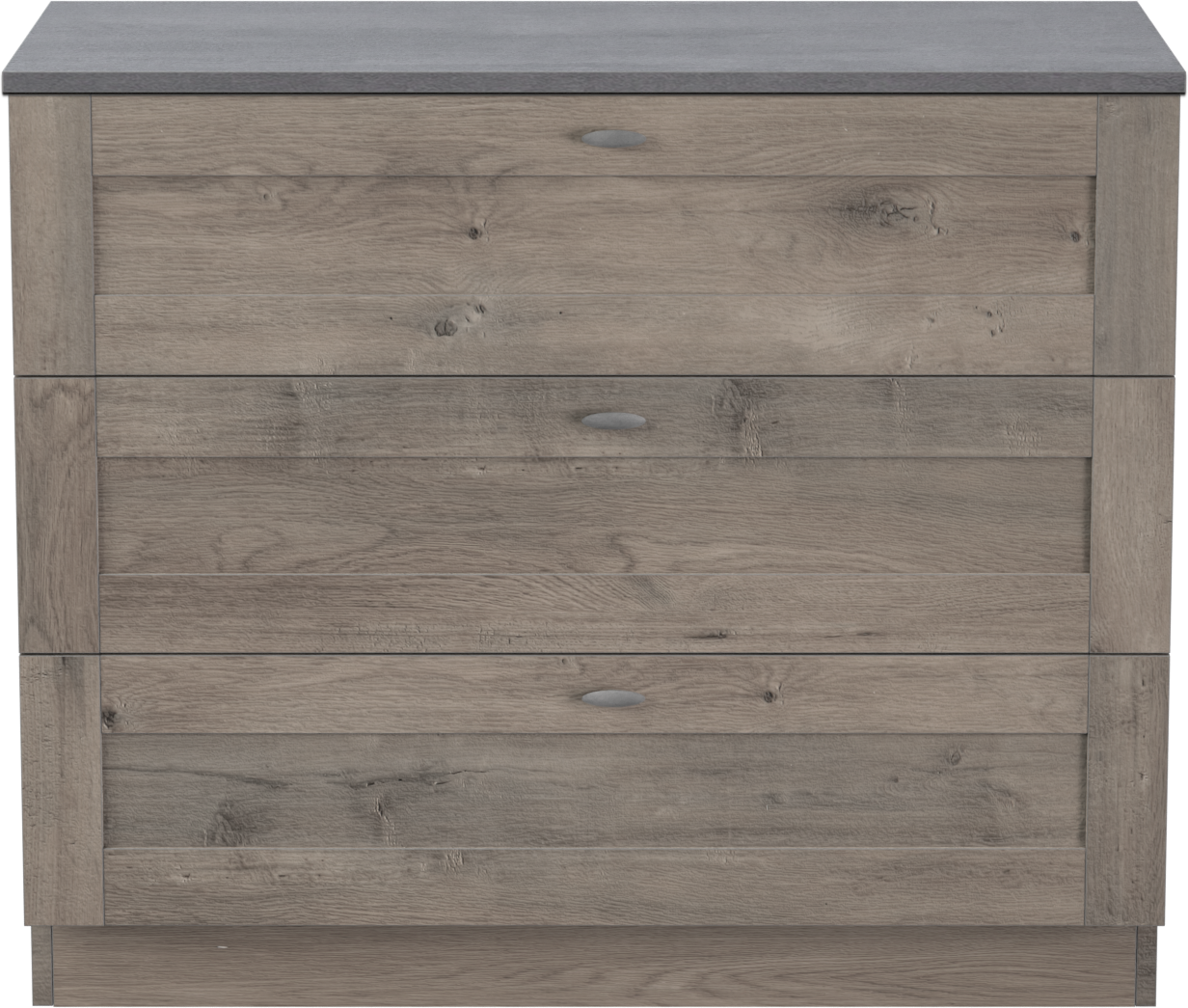 Linie Classo freistehendes Möbelstück Set: 100 x 46 cm, Graue Eiche, mit Lado Einzel- oder Doppel Waschtischplatte, Melamin Beton dunkelgrau