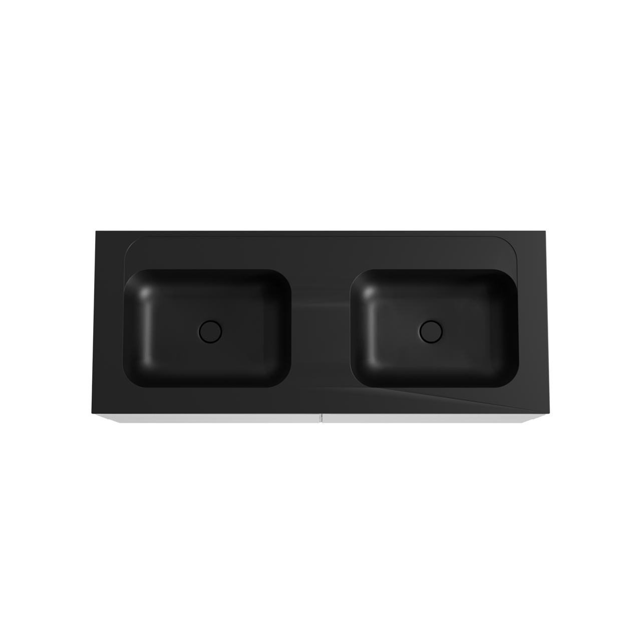 Balmani Mitra meuble salle de bains suspendu 135 x 55 cm blanc mat avec Tablo Strada double vasque en marbre composite noir mat