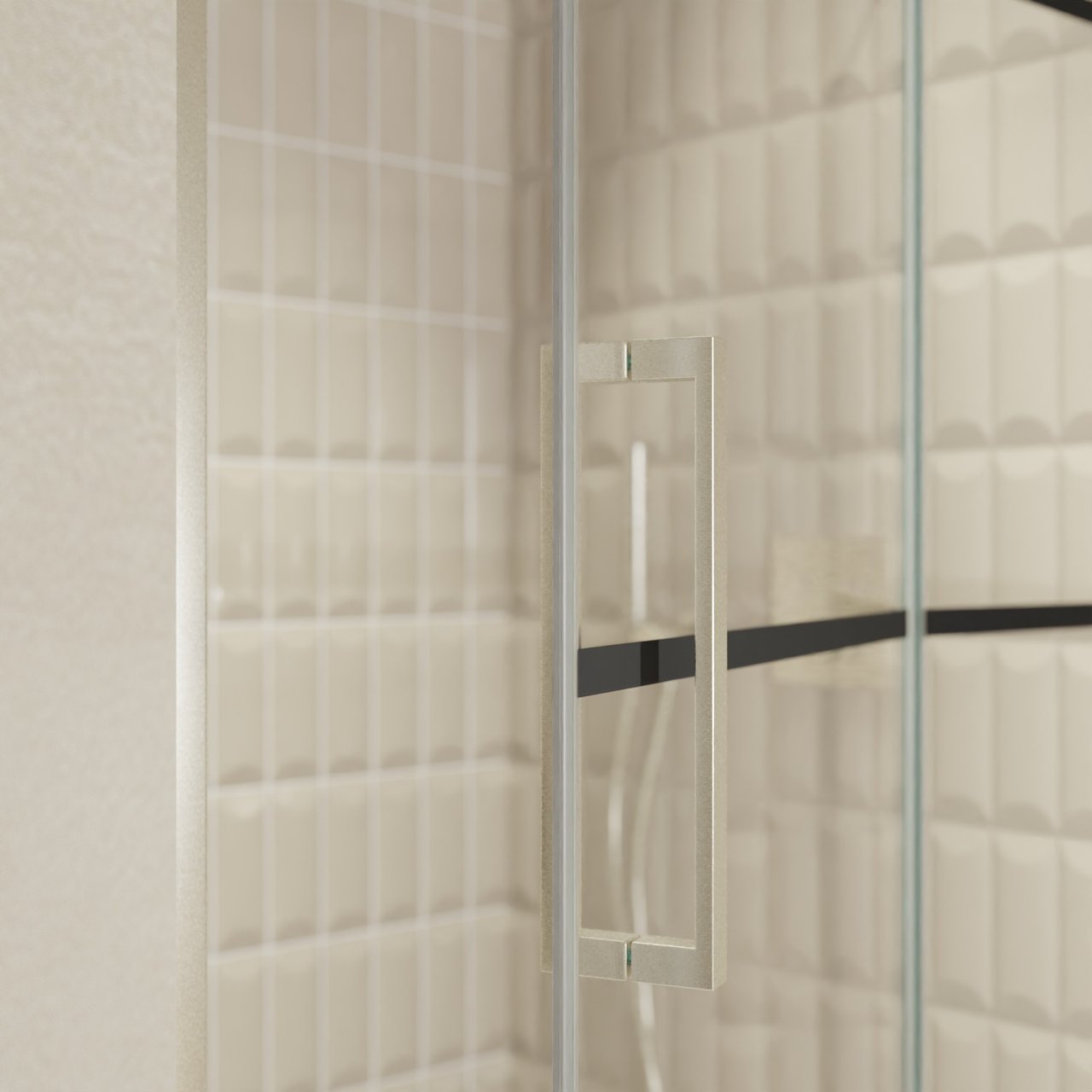 Balmani Senses Design douche draaideur rechts 120 cm x 210 cm Lined glas, Brushed CoolMetal profielen, met coating