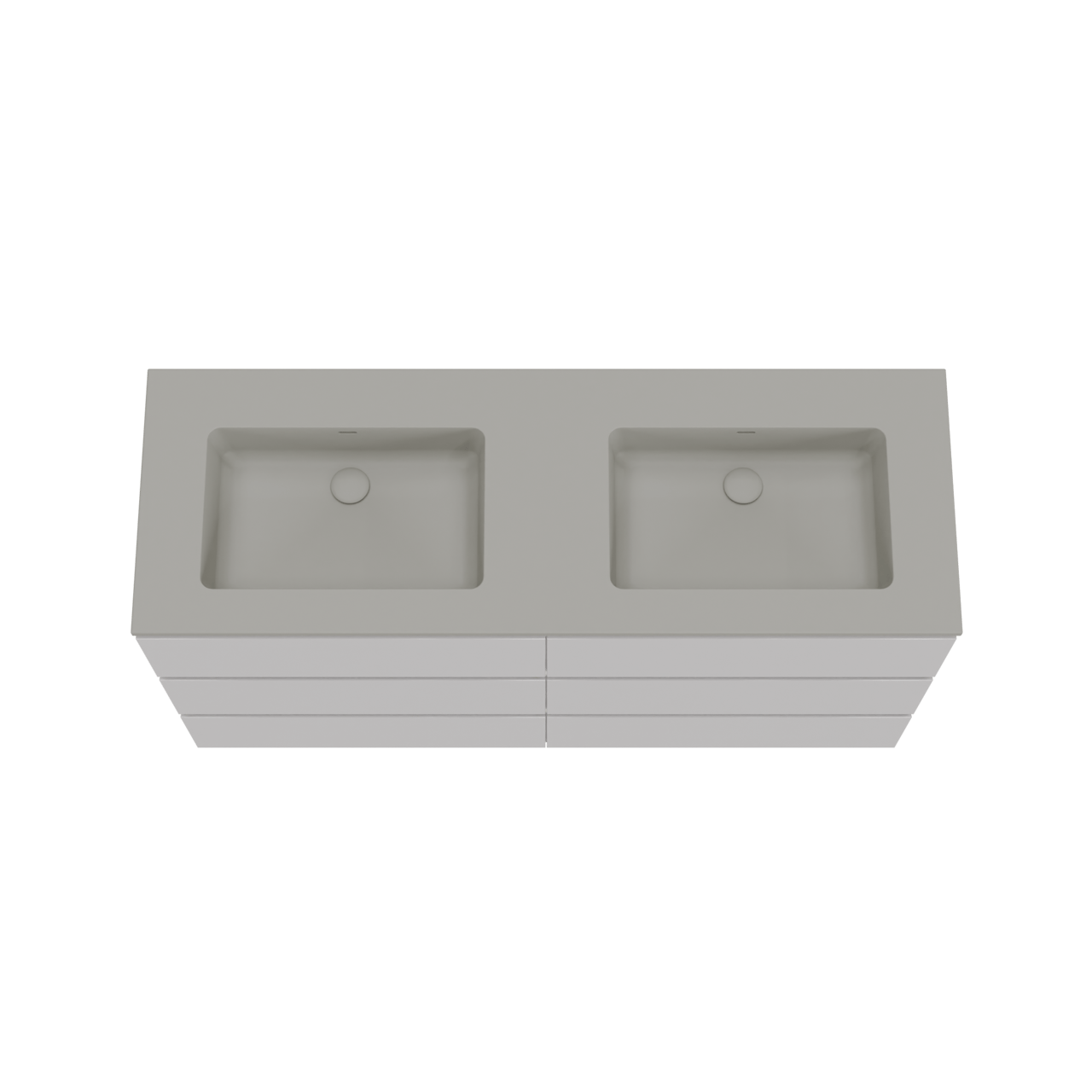 Storke Edge freistehendes Möbelstück Set: 150 x 52 cm, Weiß glänzend, mit Diva Doppelwaschtisch, Top Solid Seidengrau