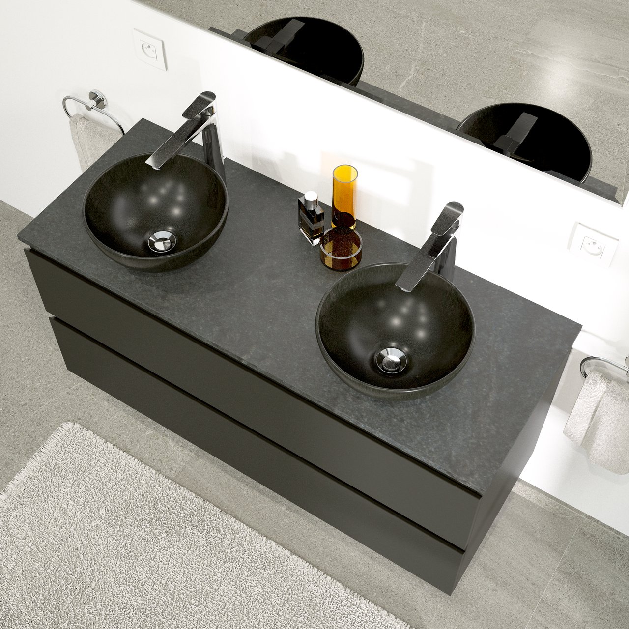 Linie Lado enkel of dubbel tablet leisteen grijze melamine 120 x 46 cm