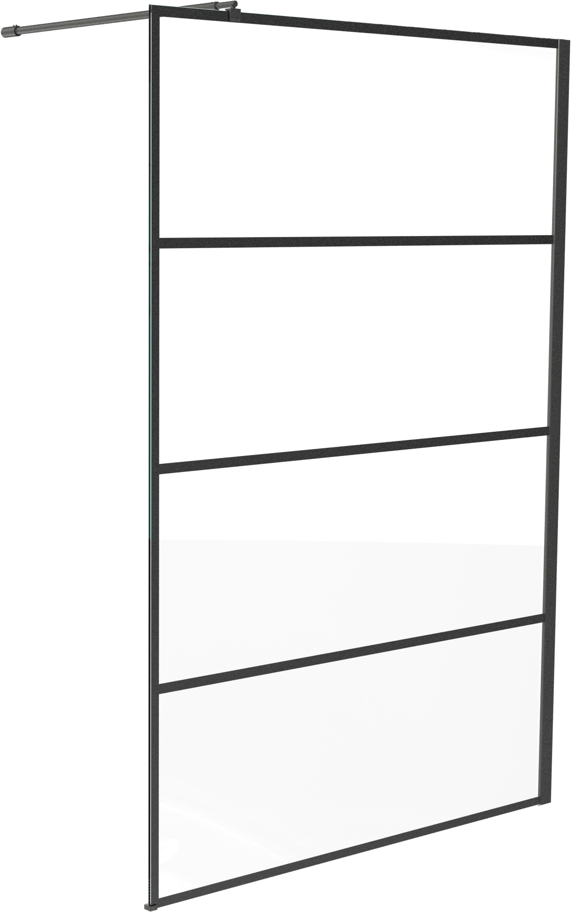 Linie Walk-In inloopdouche 140 x 200 cm stripes glas mat zwart profiel