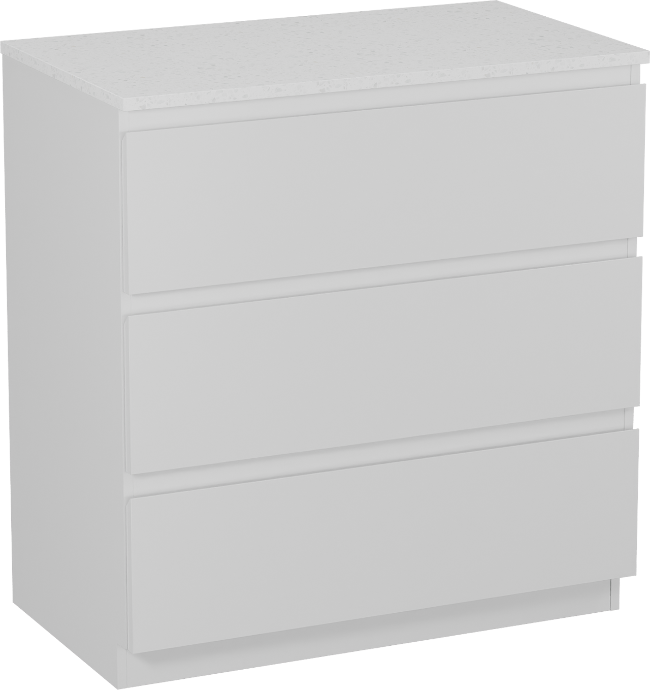 Linie Lado freistehendes Möbelstück Set: 80 x 46 cm, Weiß glänzend, mit Lado Einzel Waschtischplatte, Melamin in Terrazzo Weiß